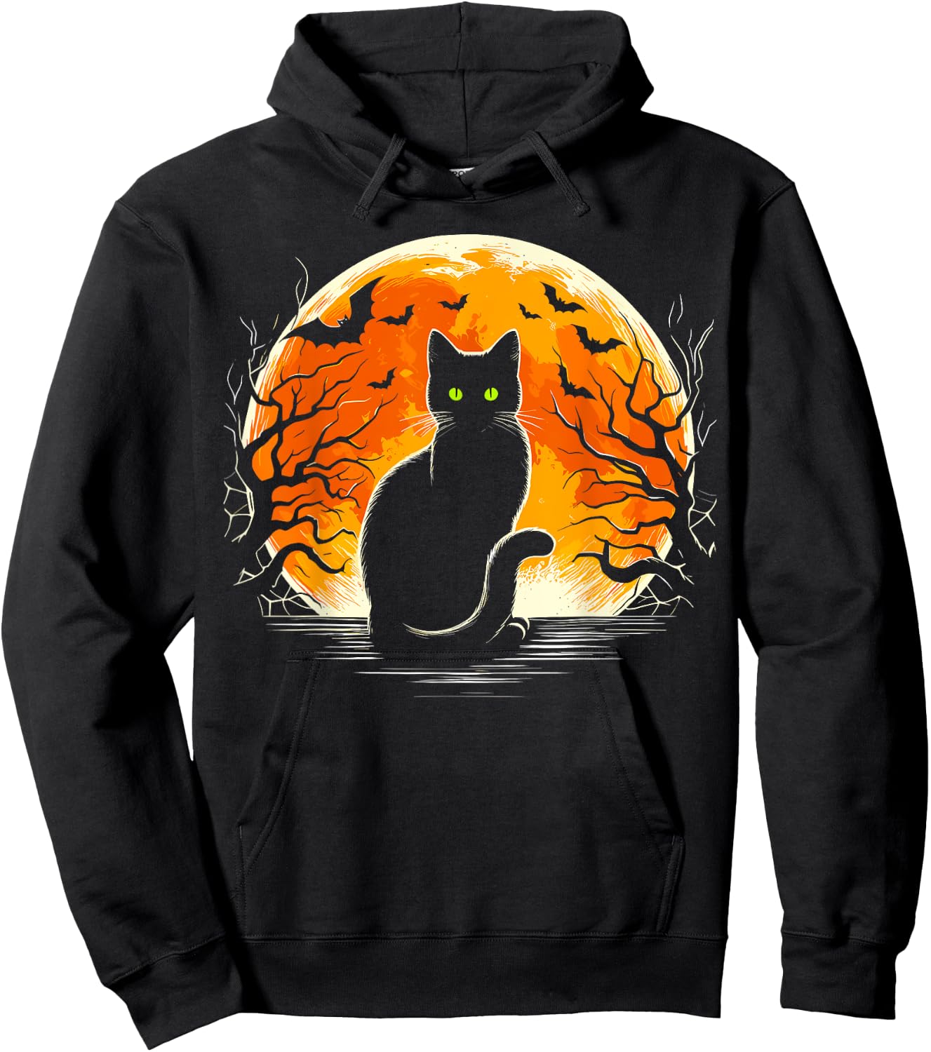 Cat Costume Retro Moon Cat Halloween Women Kids Hoodie - Hoodie | Black