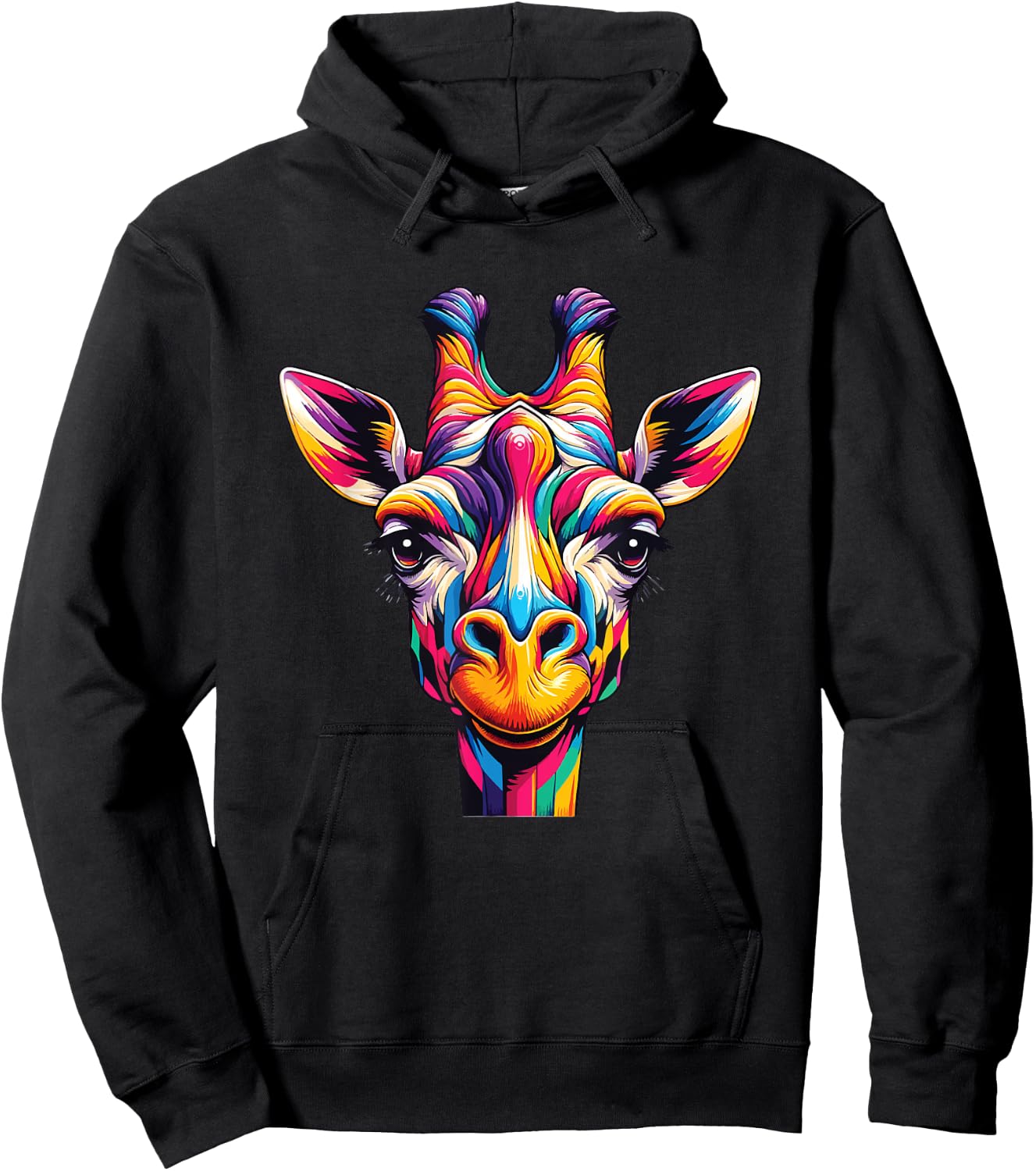 Giraffe Rainbow Colorful Love Wild Animals Zoo Jungle Hoodie - Hoodie | Black