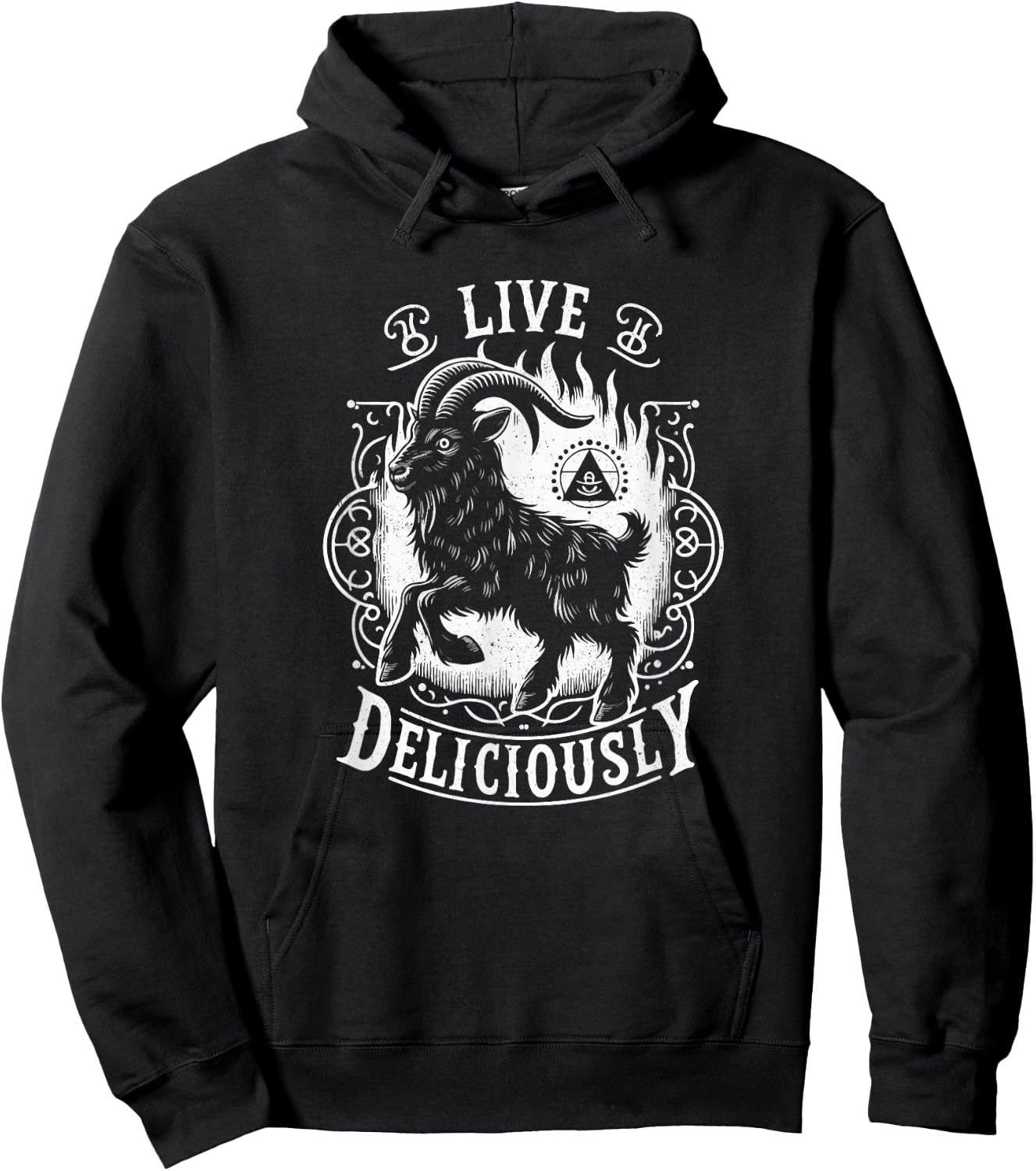 Vintage Witch Horror Goth Occult Live Deliciously Hoodie - Hoodie | Black