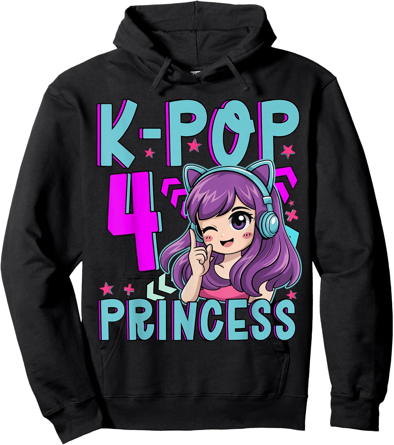 K-Pop Princess Age 4 Years Old Birthday Kid Hoodie - Hoodie | Black