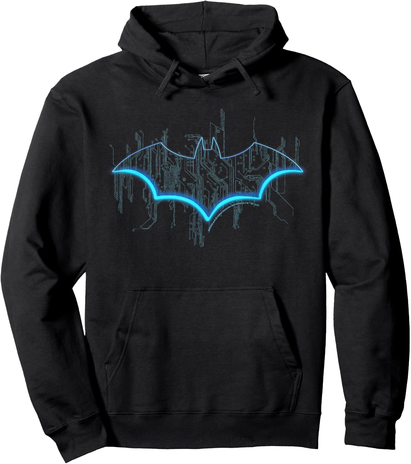 Neon Blue Bat Symbol Batman , Black, S Hoodie - Hoodie | Black