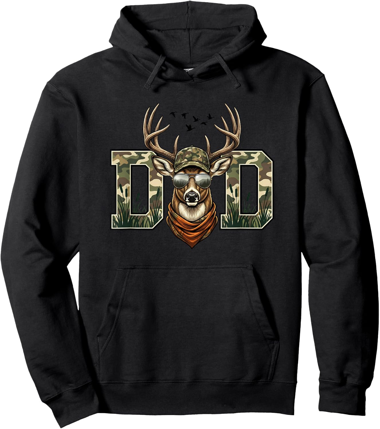 Camo Hunting Deer Dad Hoodie - Hoodie | Black