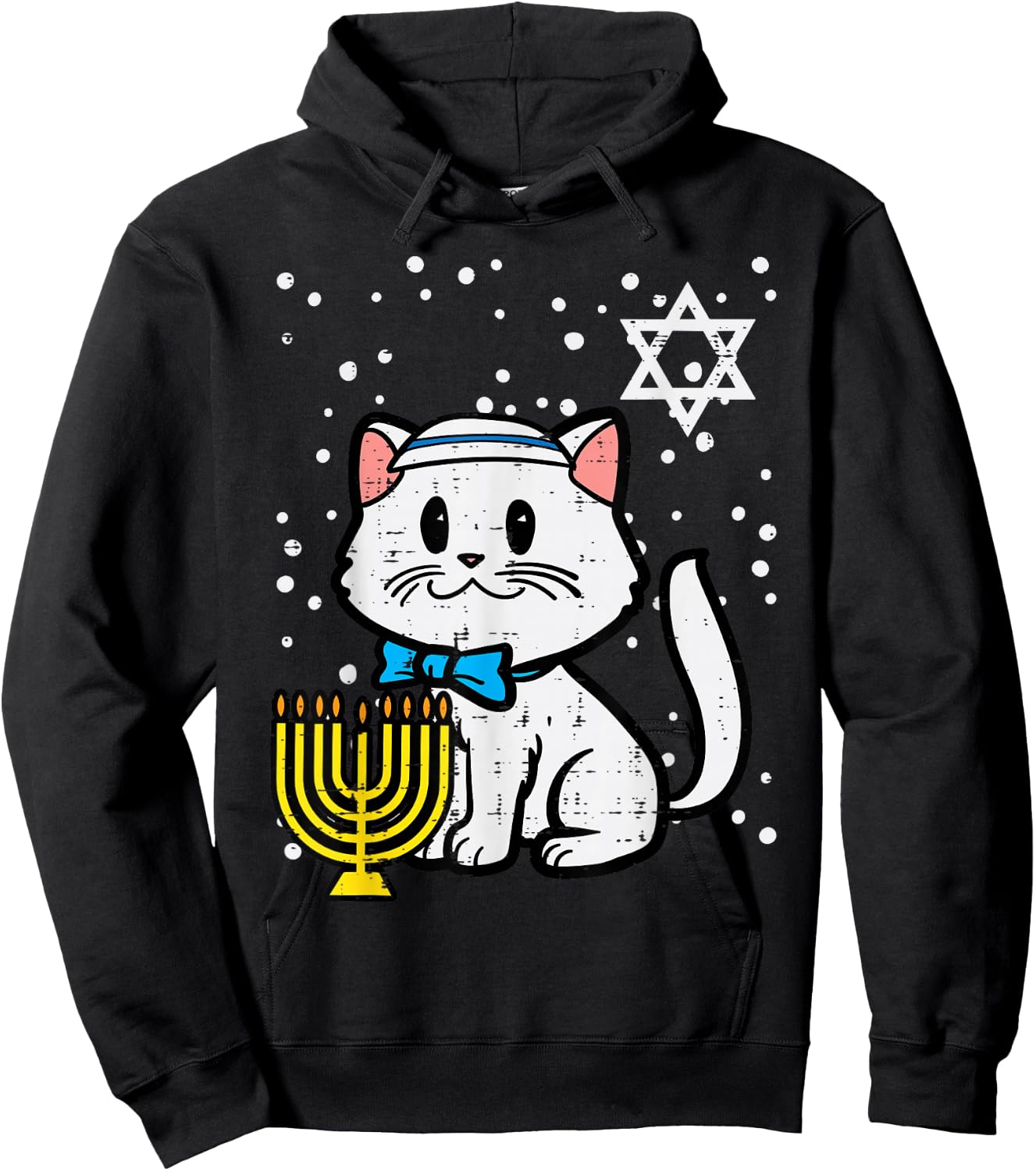 Hanukkah Cat Cute Chanukah Jewish Women Girls Kids Toddlers Hoodie - Hoodie | Black
