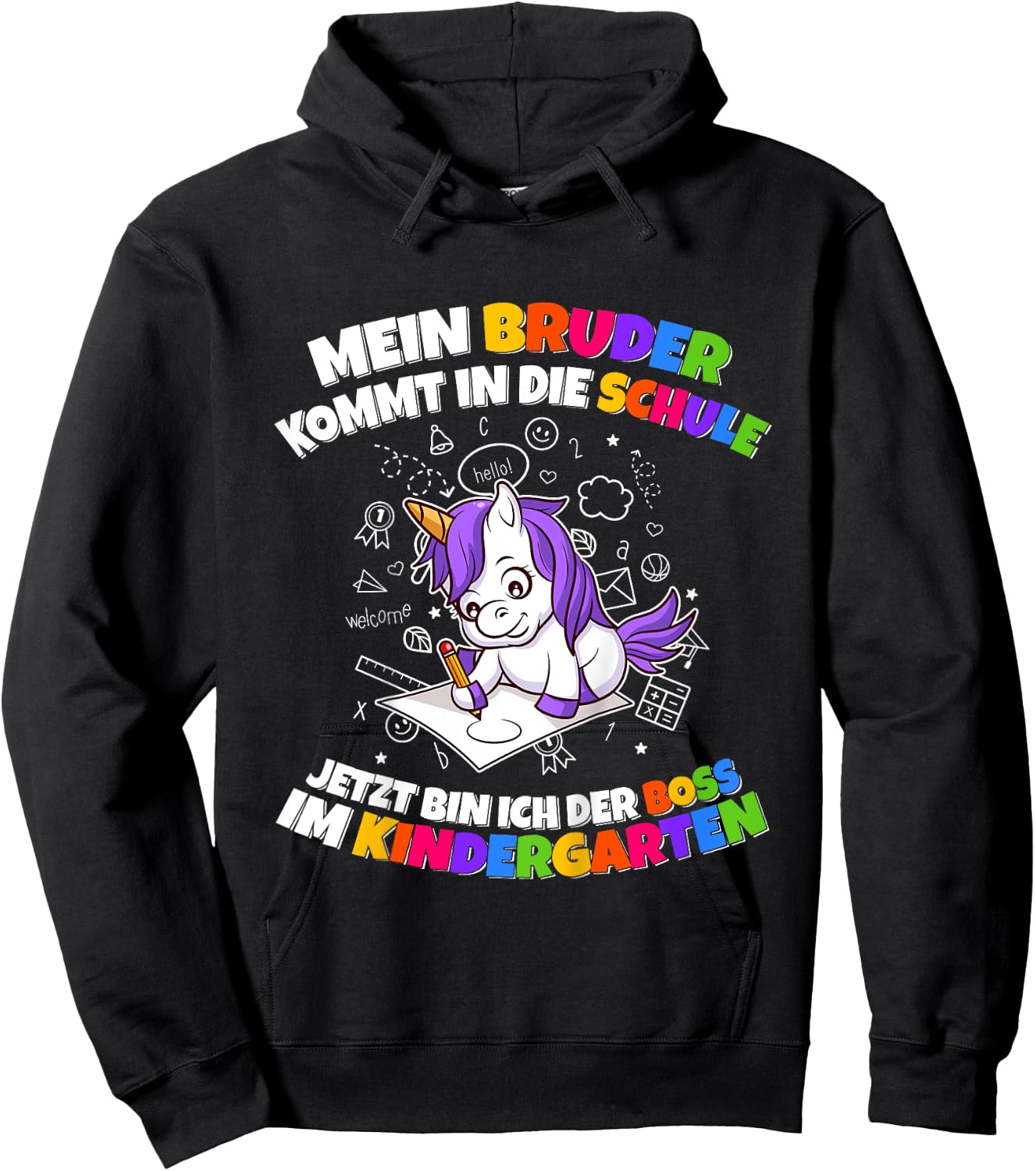 Children's with German Text "Mein Bruder Kommt In Die Schule Boss Im Nursery, black, 80 Hoodie - Hoodie | Black