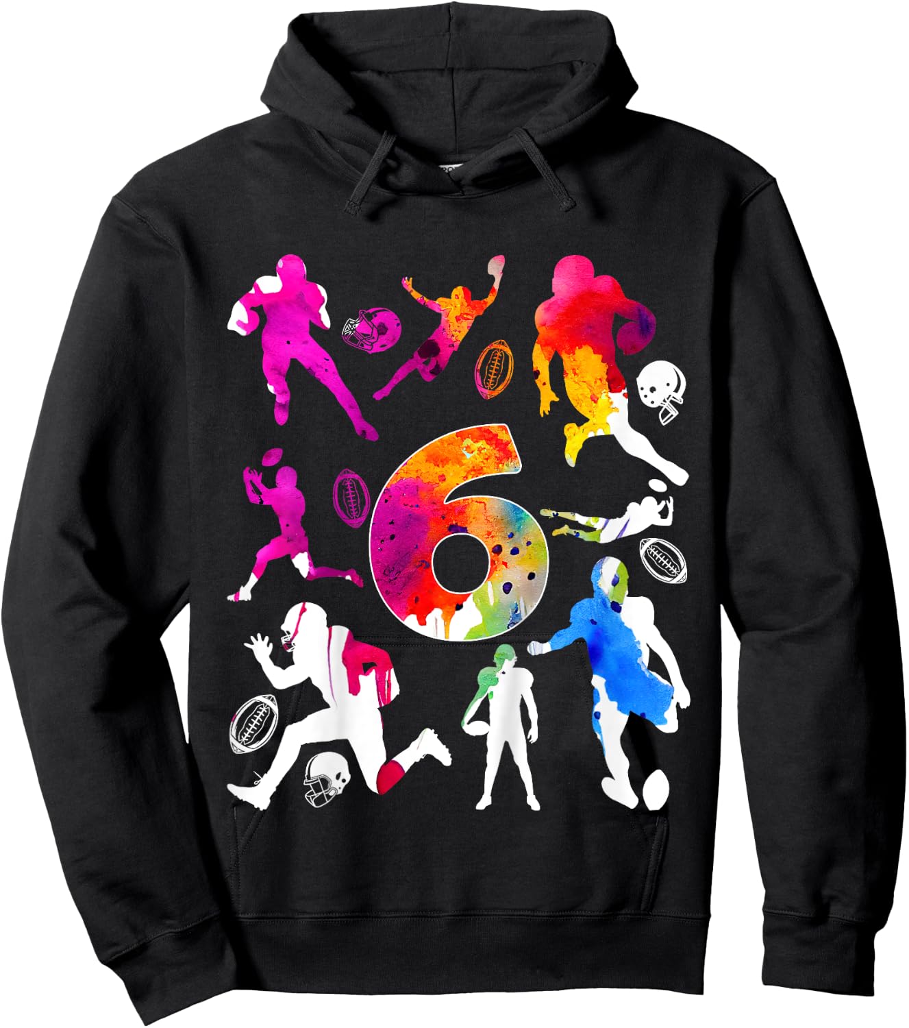 Kids NUMBER 6 YEARS FOOTBALL 6TH BIRTHDAY Hoodie - Hoodie | Black