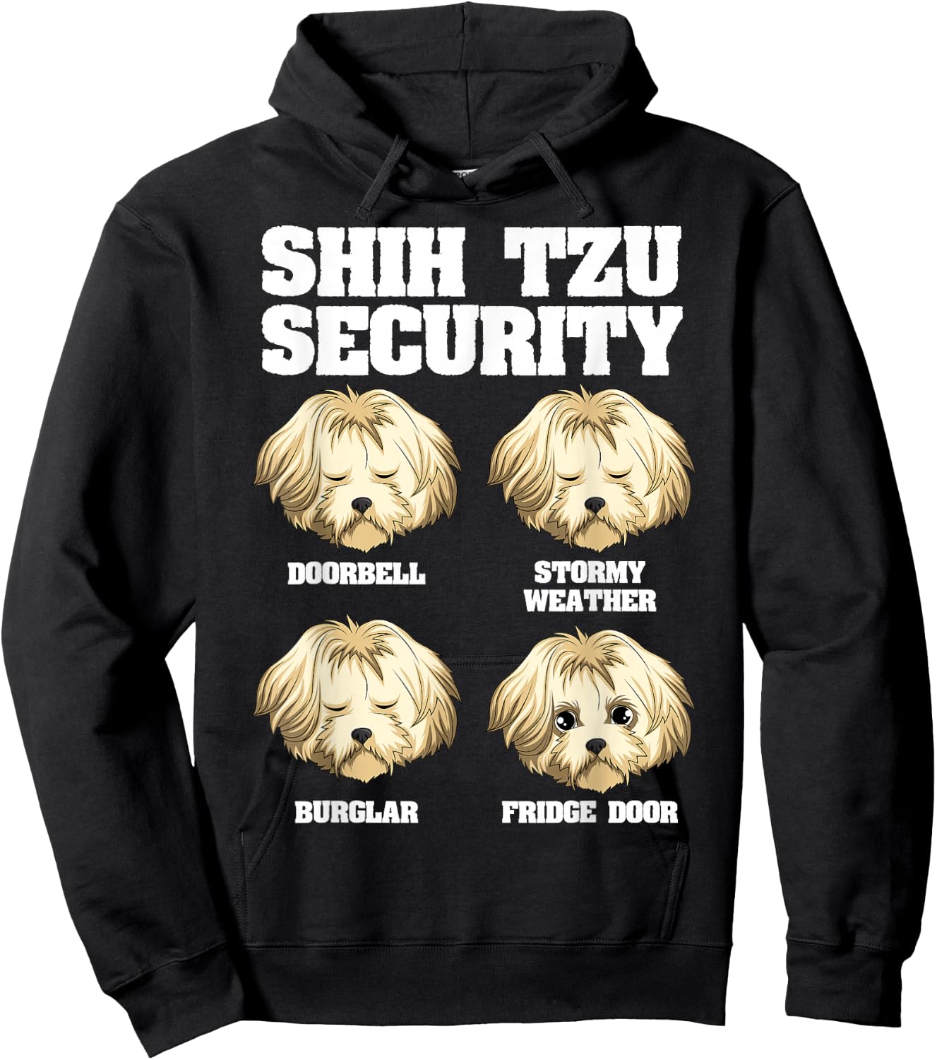 Funny Shih Tzu Security Fridge Door Hoodie - Hoodie | Black