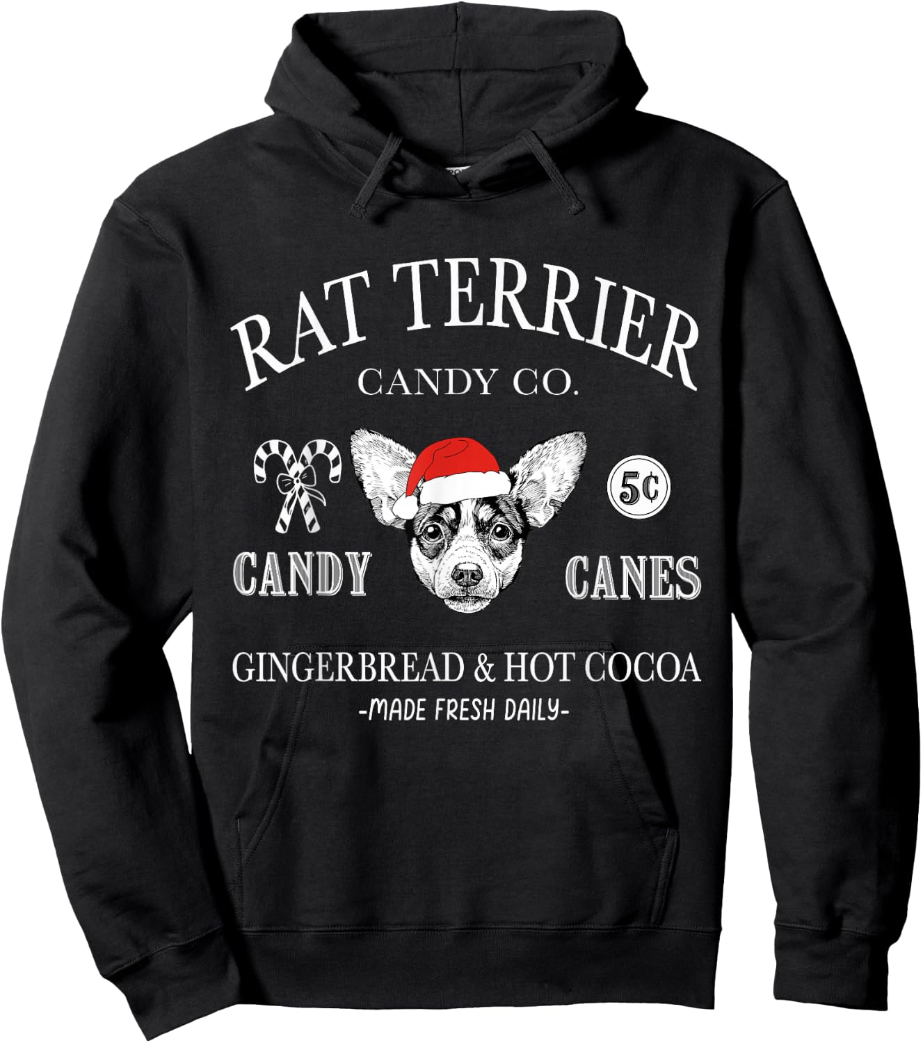 Funny Santa Rat Terrier Mom Christmas Vintage Holiday Hoodie - Hoodie | Black