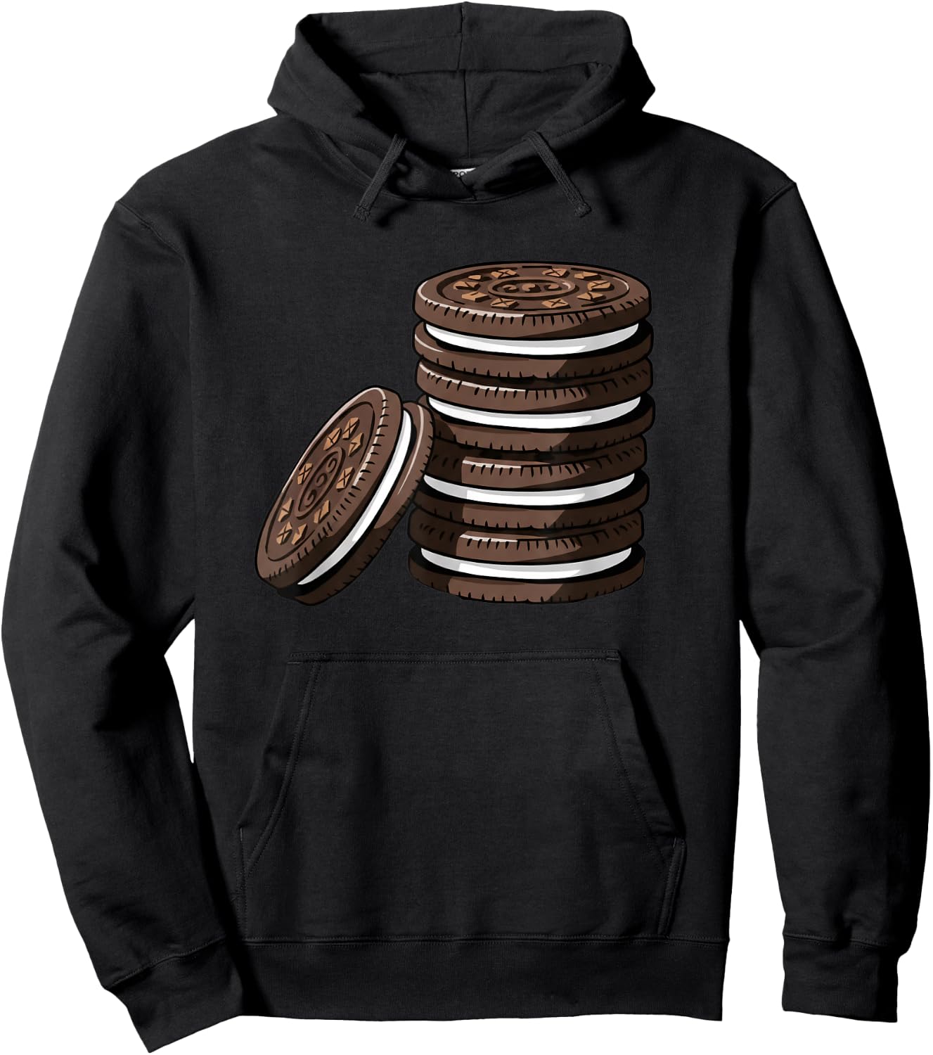 Stack of Chocolate Cream Cookies Illustration Snack Lover Hoodie - Hoodie | Black