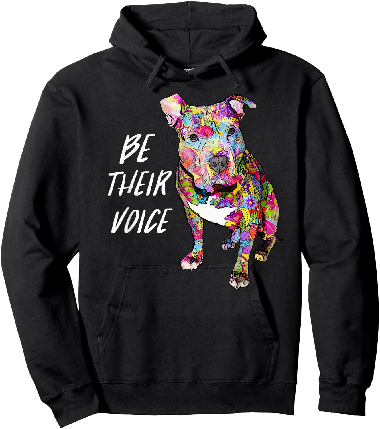 Pitbull Hippie Be Their Voice Peace Love and Pitbulls Hoodie - Hoodie | Black