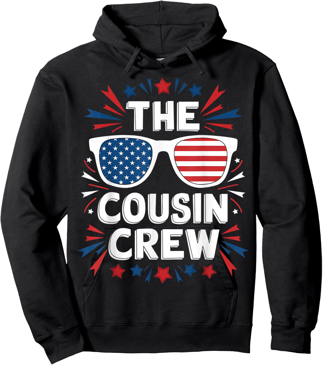 Patriotic American Cousin Crew 4th of July Family Matching Hoodie - Hoodie | Black