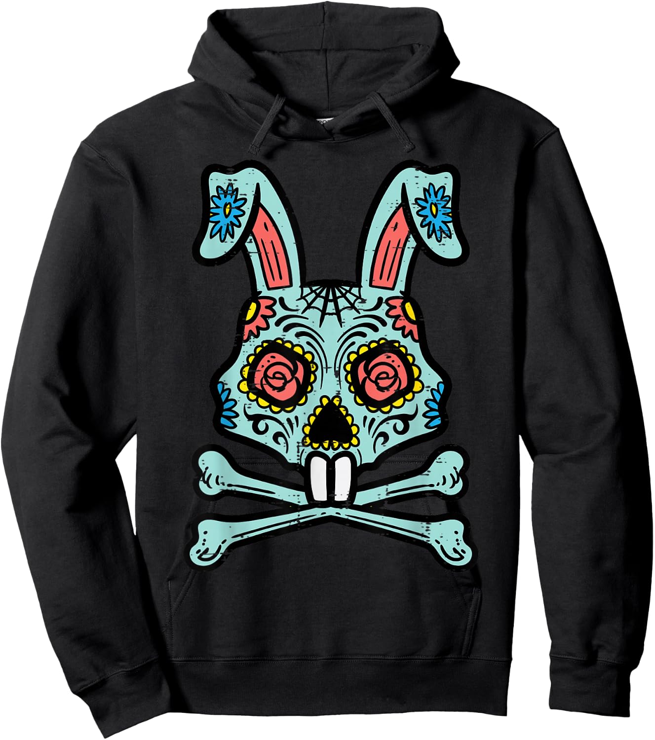 Easter Bunny Sugar Skull Funny Rabbit Mexican Men Women Kids Hoodie - Hoodie | Black