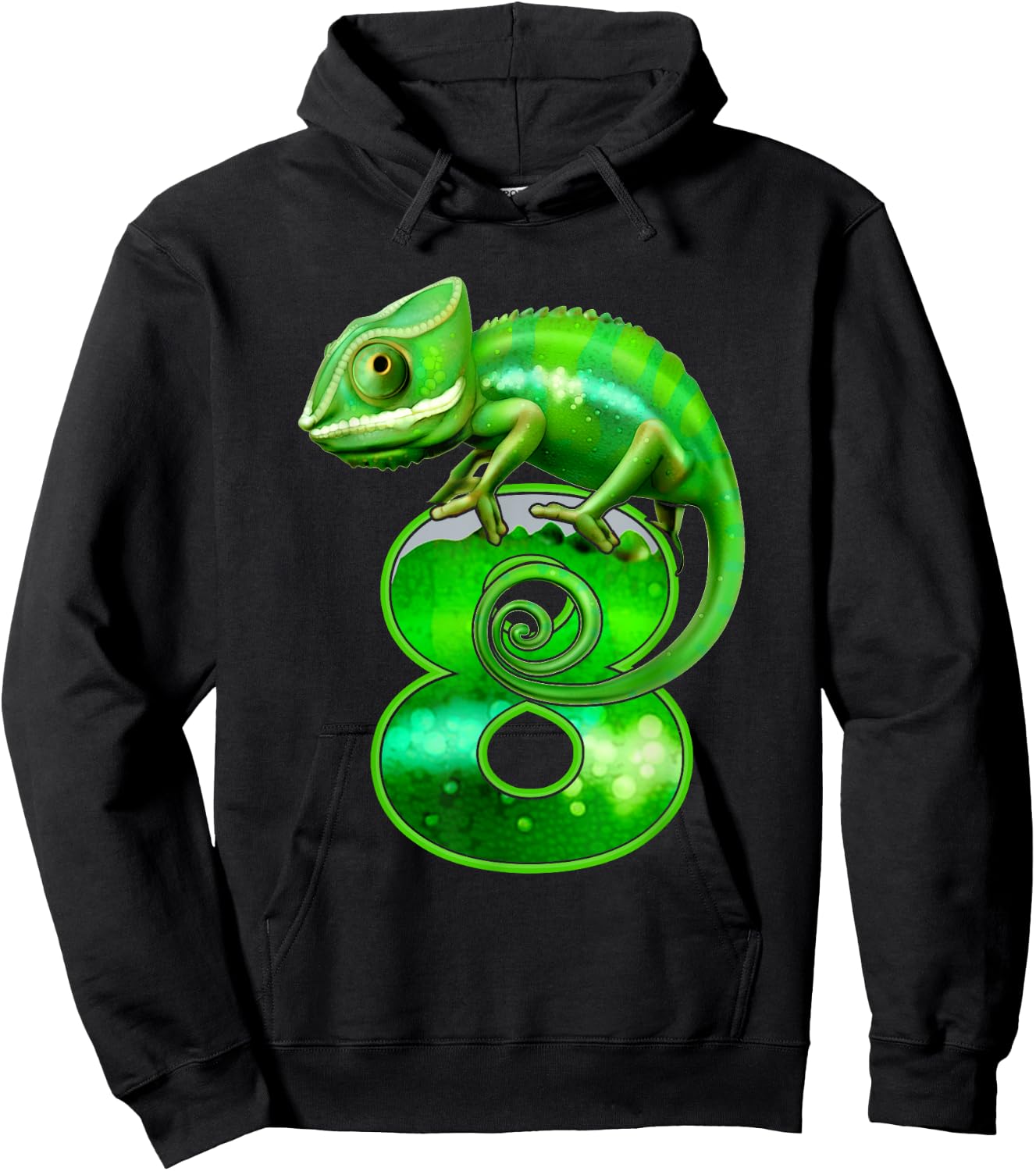 Kids 8 Years Old Lizard 8th Birthday Party Chameleon , black Hoodie - Hoodie | Black