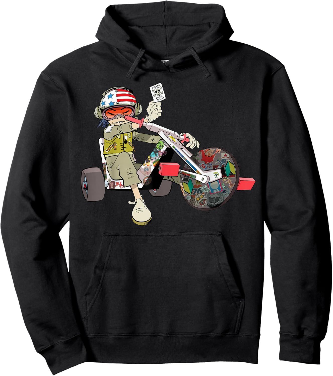 Gorillaz Men's Noodles Trike , Black, Small Hoodie - Hoodie | Black