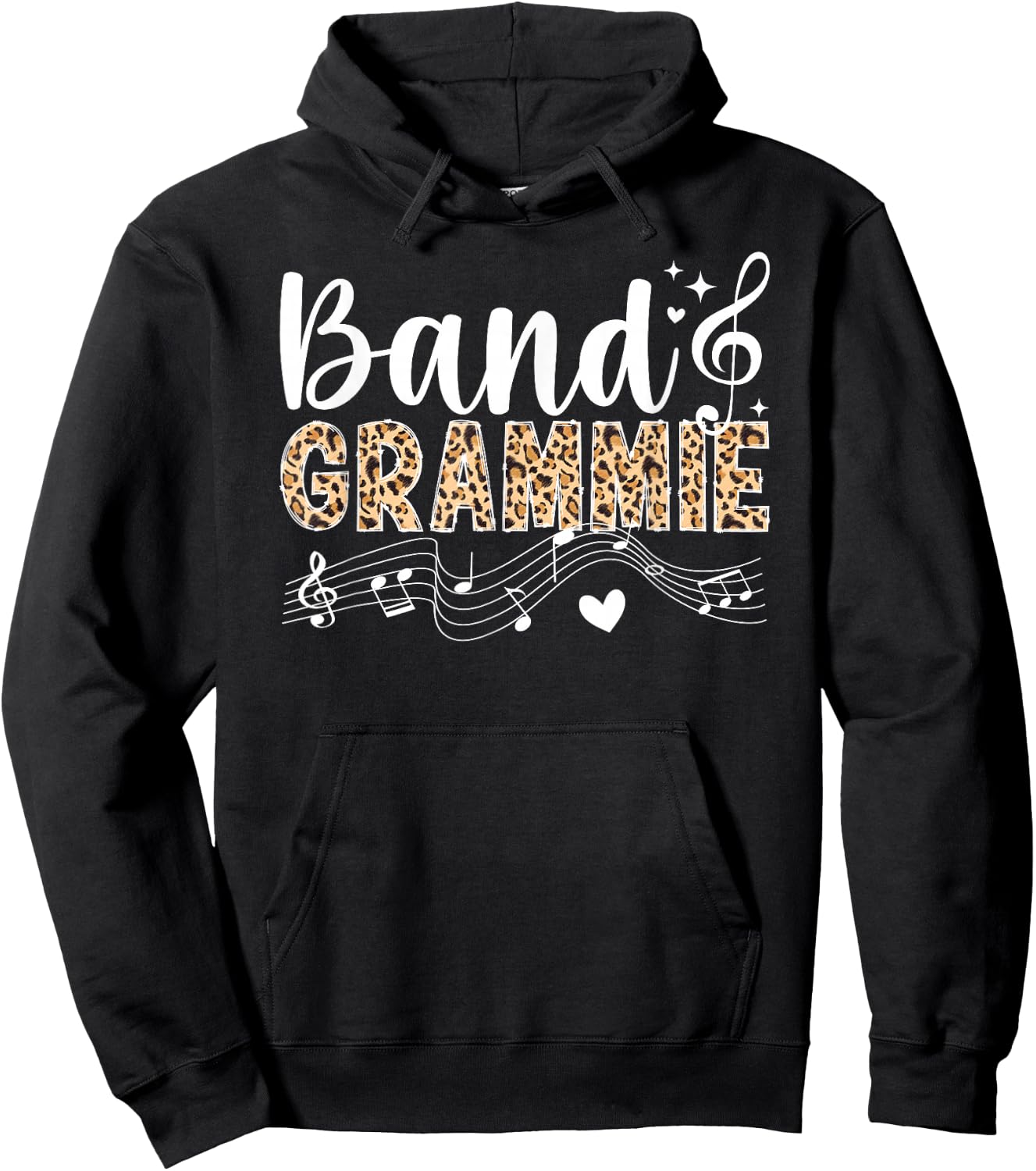 Band Grammie Leopard Marching Band Grammie Grandma Hoodie - Hoodie | Black