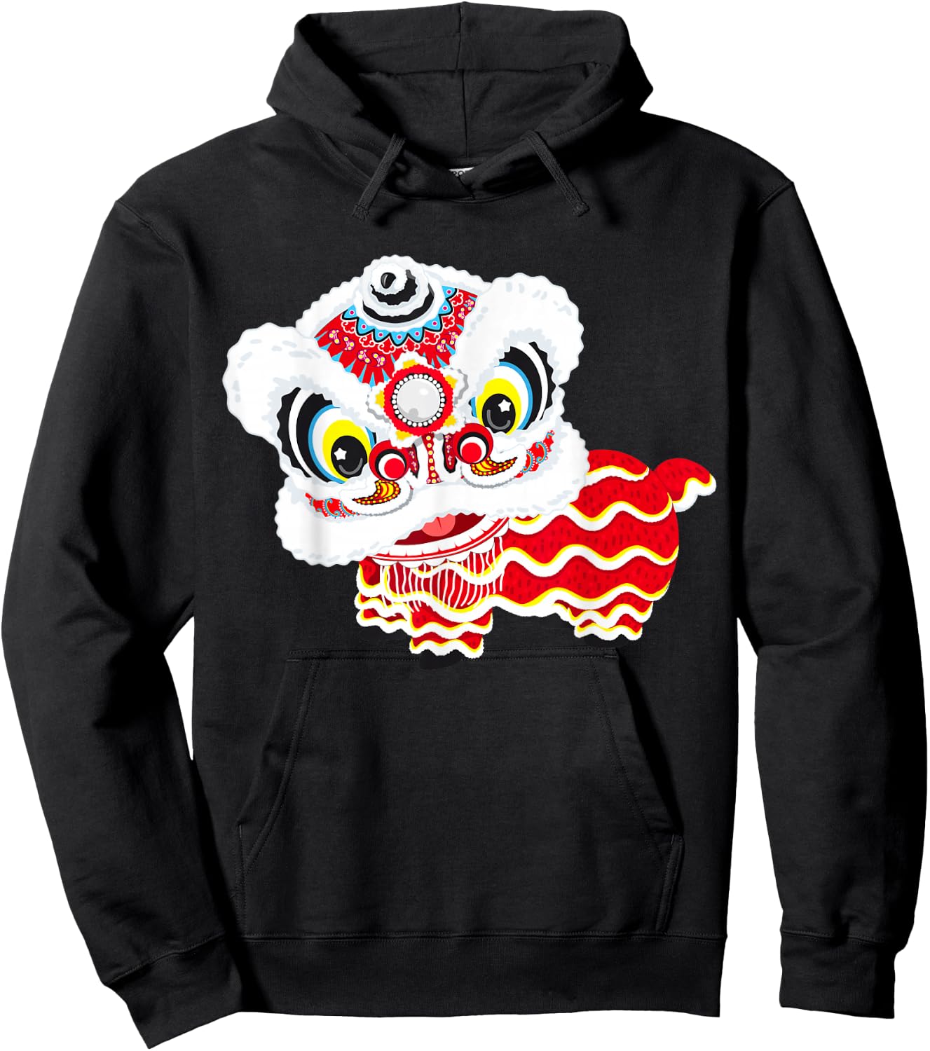 Chinese Cute Traditional Dancing Lion Art Happy New Year Hoodie - Hoodie | Black