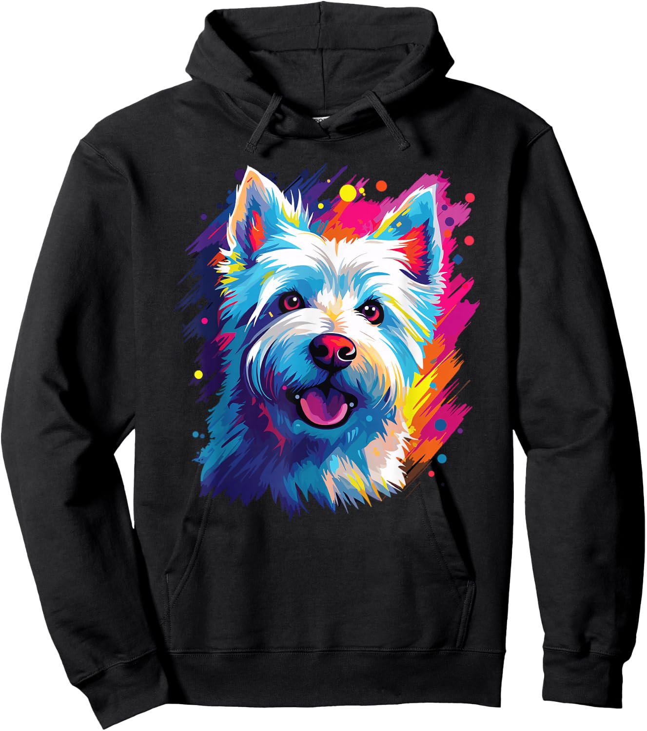 Watercolor Colorful West Highland White Terrier Dog Hoodie - Hoodie | Black