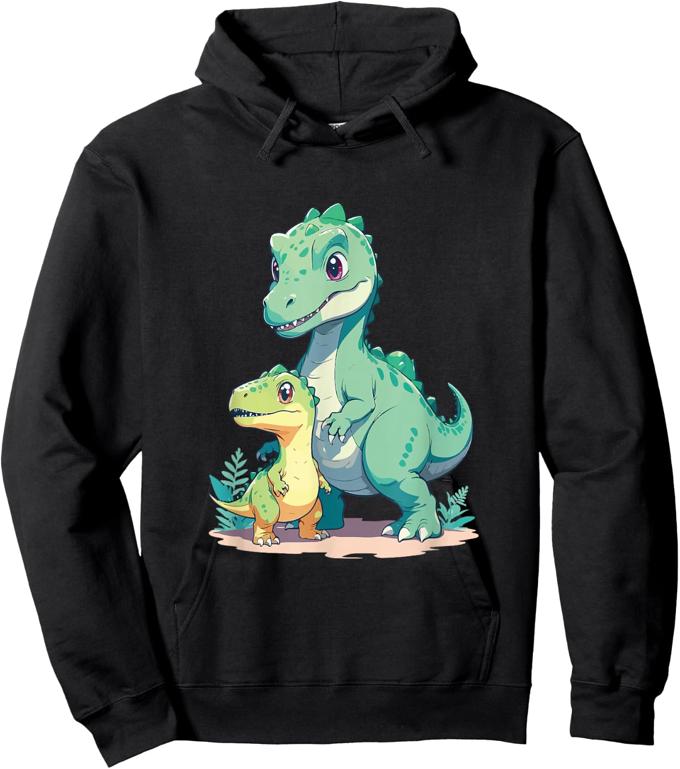 Cute Baby and Adult Dinosaur Graphic for Dino Lovers Hoodie - Hoodie | Black
