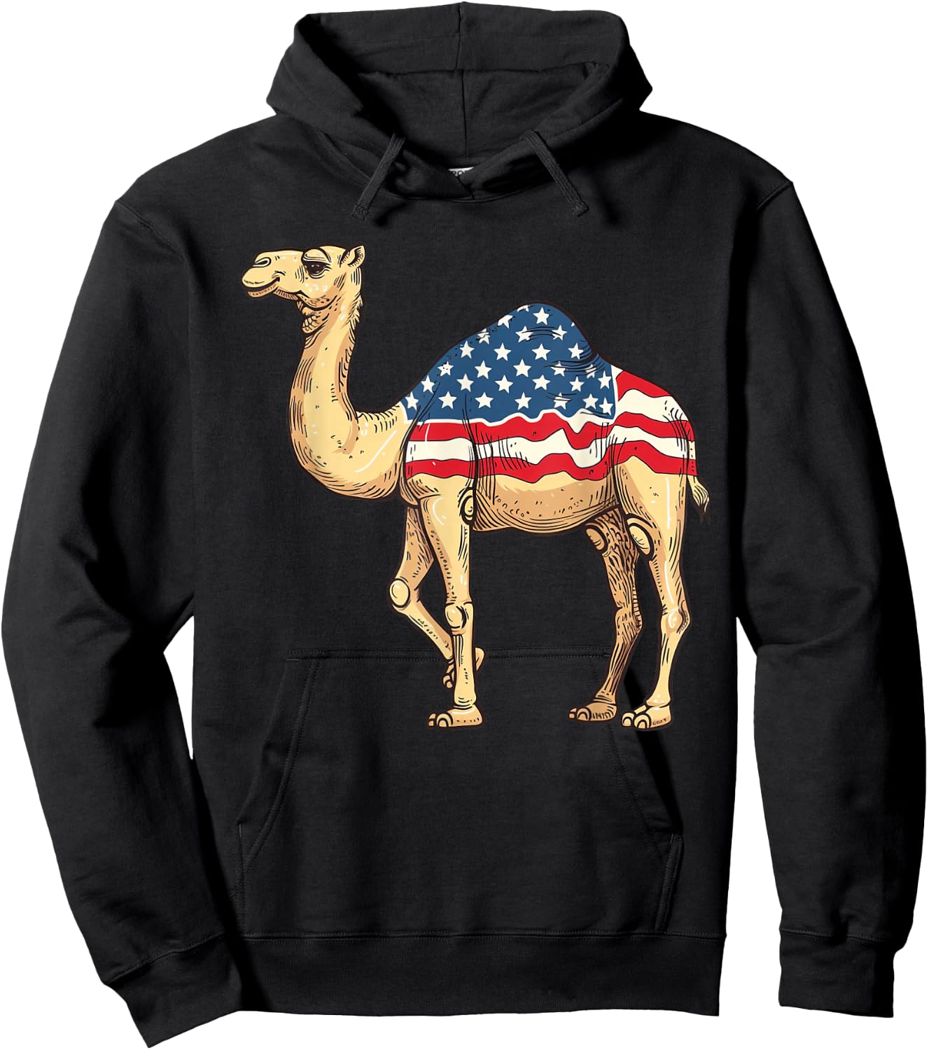 Camel American Flag 4th of July Day Camel Gifts Girls Kids Hoodie - Hoodie | Black