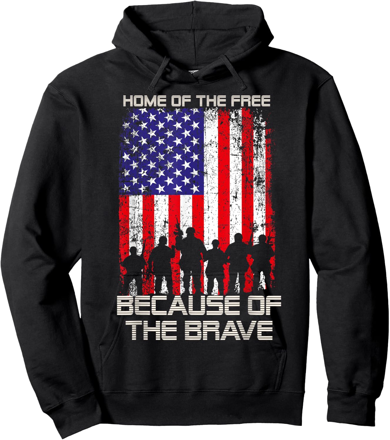 Home Of The Free Because Of The Brave Patriotic Veterans Hoodie - Hoodie | Black