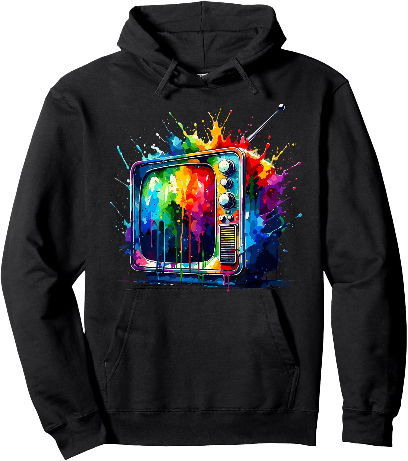 Splash Art Television Vintage TV Retro 70s 80s Hoodie - Hoodie | Black