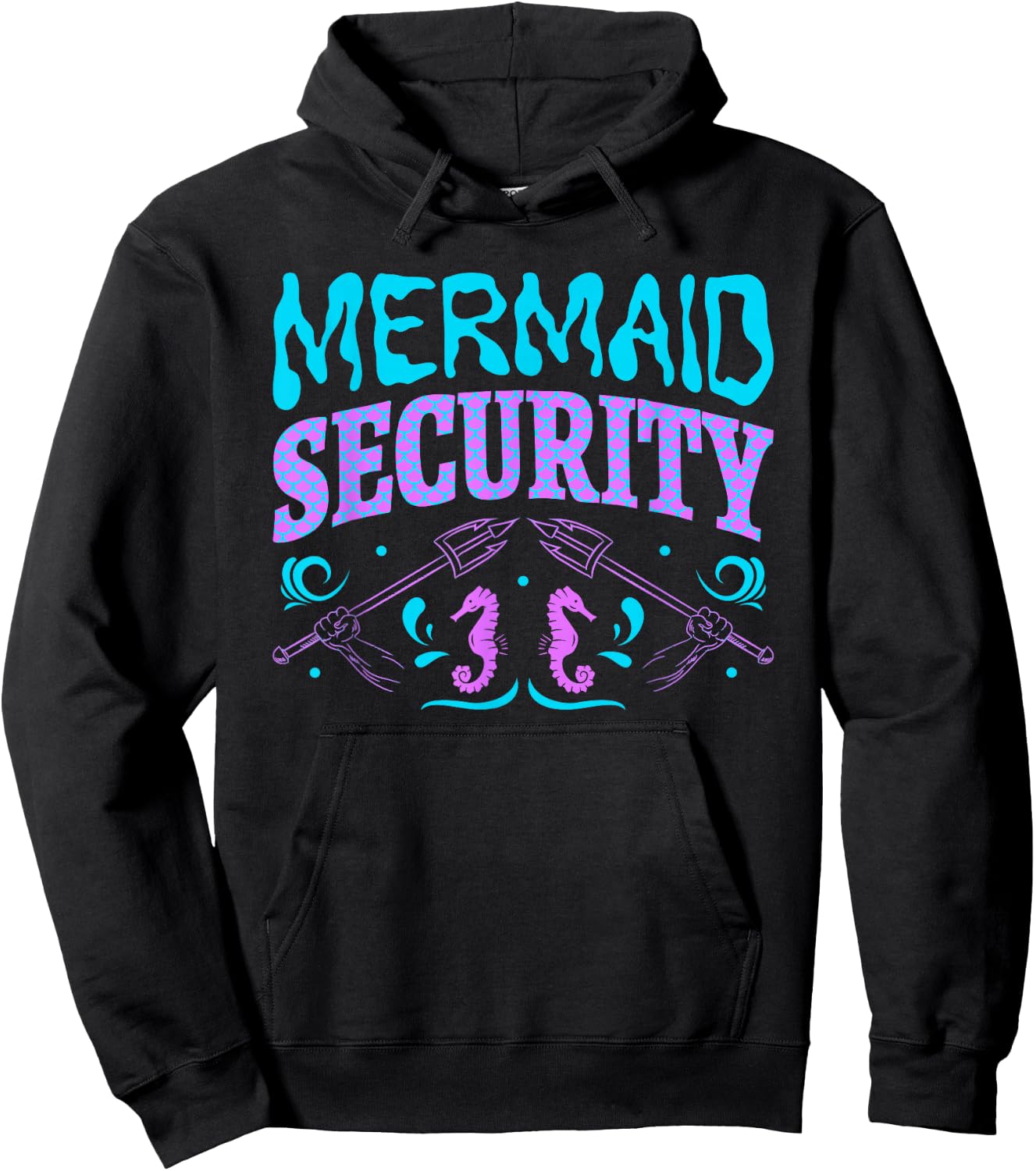 Mermaid Man Costume Birthday Party Outfit Mermaid Security Hoodie - Hoodie | Black