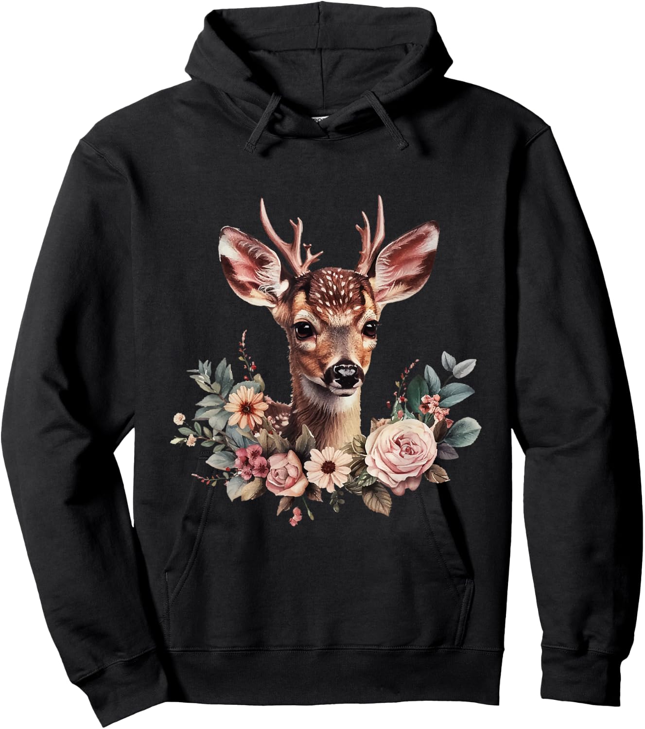 Deer Fawn Flowers Costume Shirt Dirndl Oktoberfest , black Hoodie - Hoodie | Black