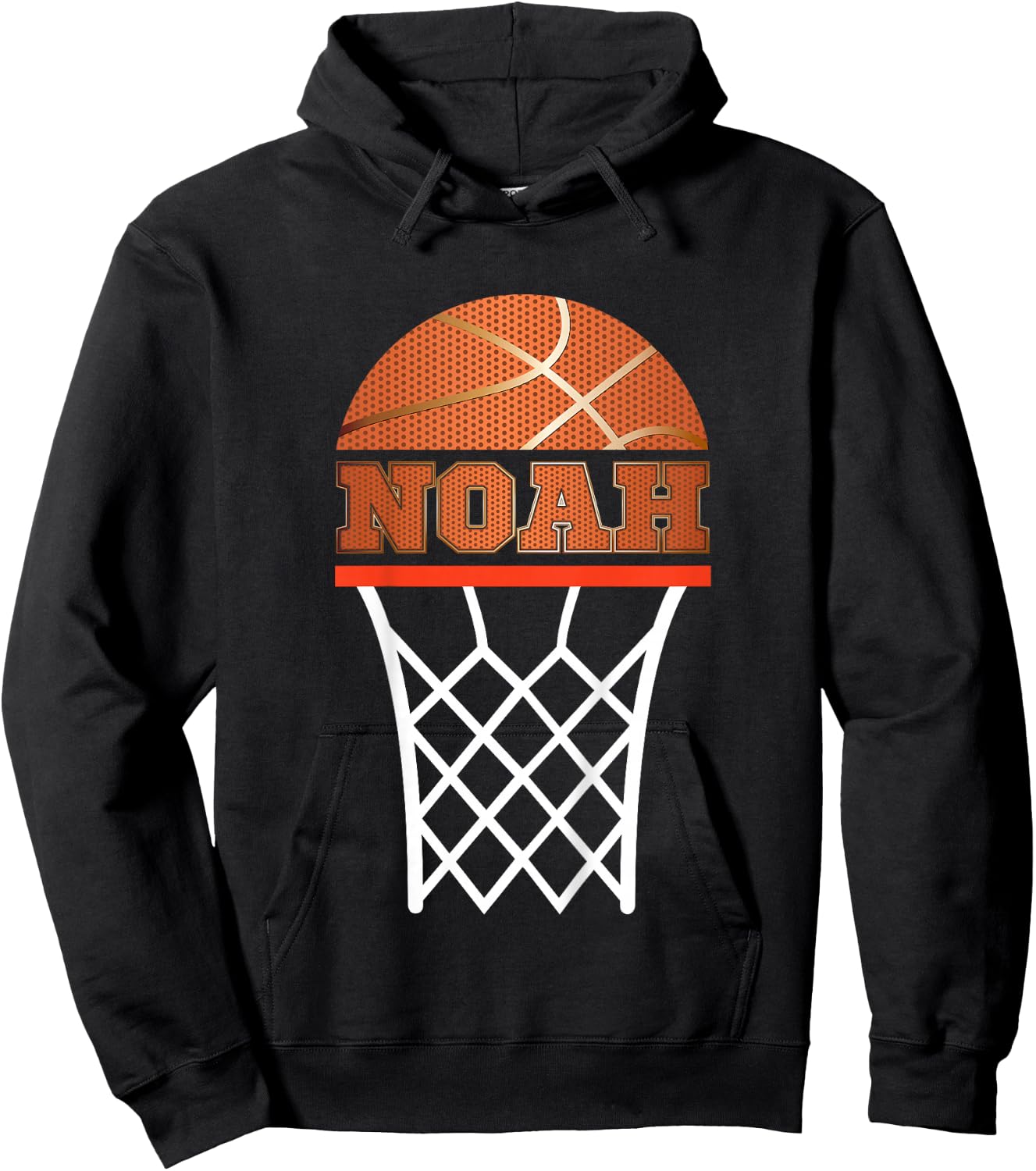 Kids Basketball T Shirt Boy Custom Name Noah Youth Graphic Hoodie - Hoodie | Black