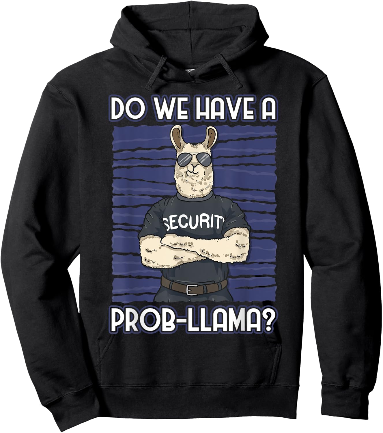 Funny Bouncer -Adults Security Guard Alpaca , Black, Small, Short Sleeve Hoodie - Hoodie | Black