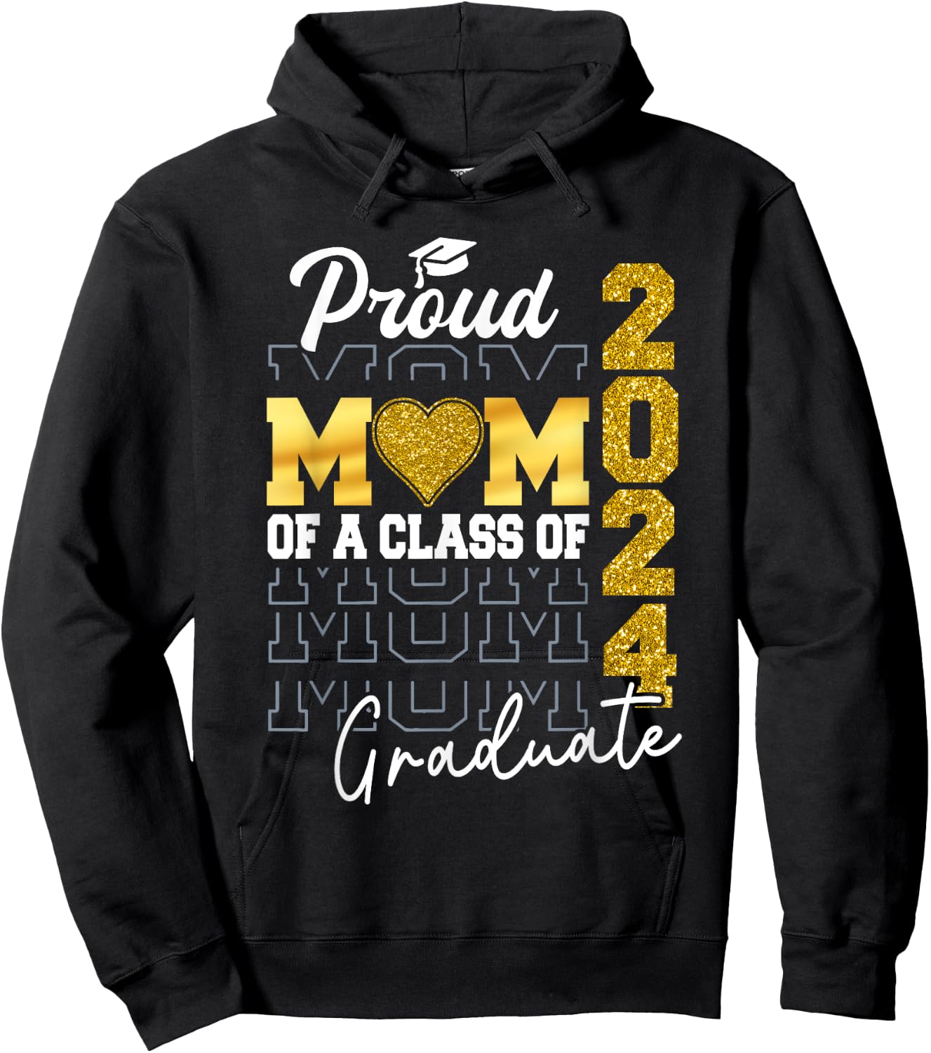 Proud Mom of a Class of 2024 Graduate Senior Graduation 2024 Hoodie - Hoodie | Black