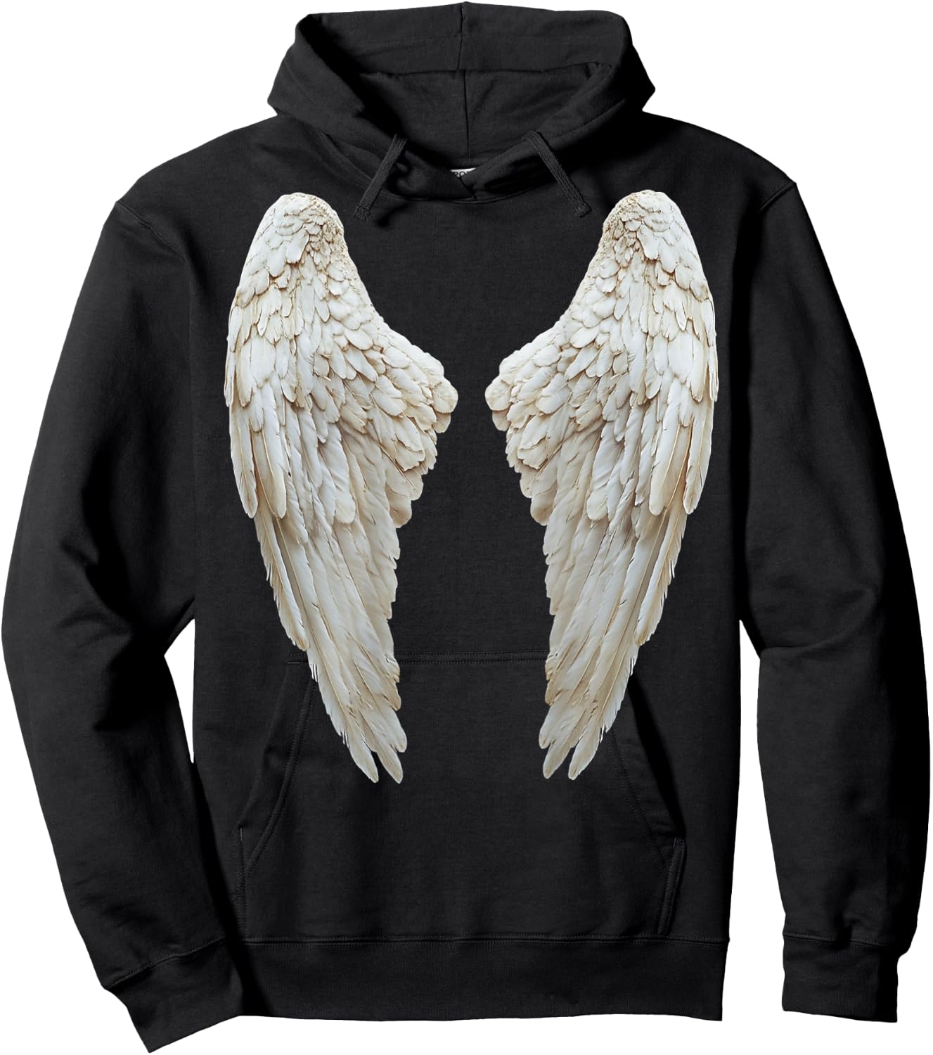 White and Black Christian Angel Wings Hoodie - Hoodie | Black