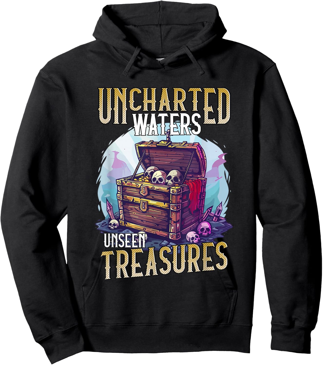 Skull and Crossbones Design Uncharted Waters , Black, S Hoodie - Hoodie | Black