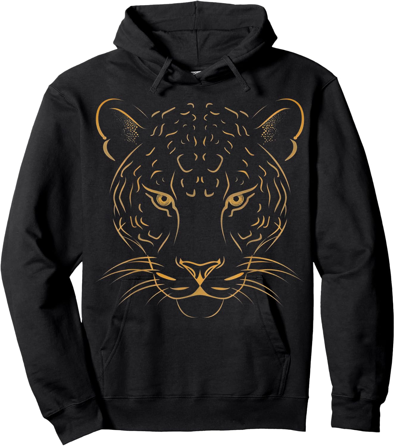Elegant Panther Face Minimalist Wildlife Design Hoodie - Hoodie | Black