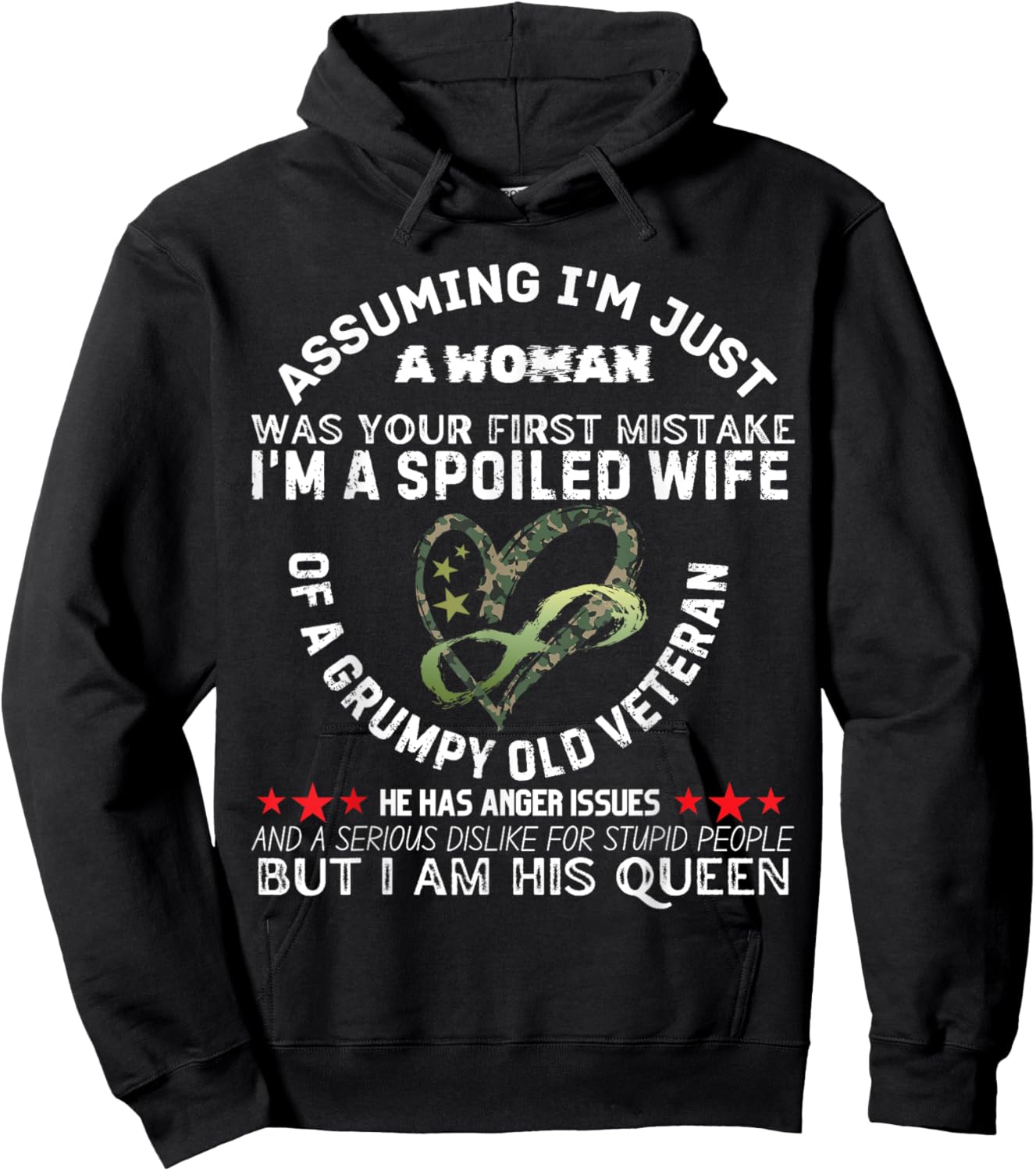 Husband Wife I'm A Spoiled Wife Of A Grumpy Old Veteran Hoodie - Hoodie | Black