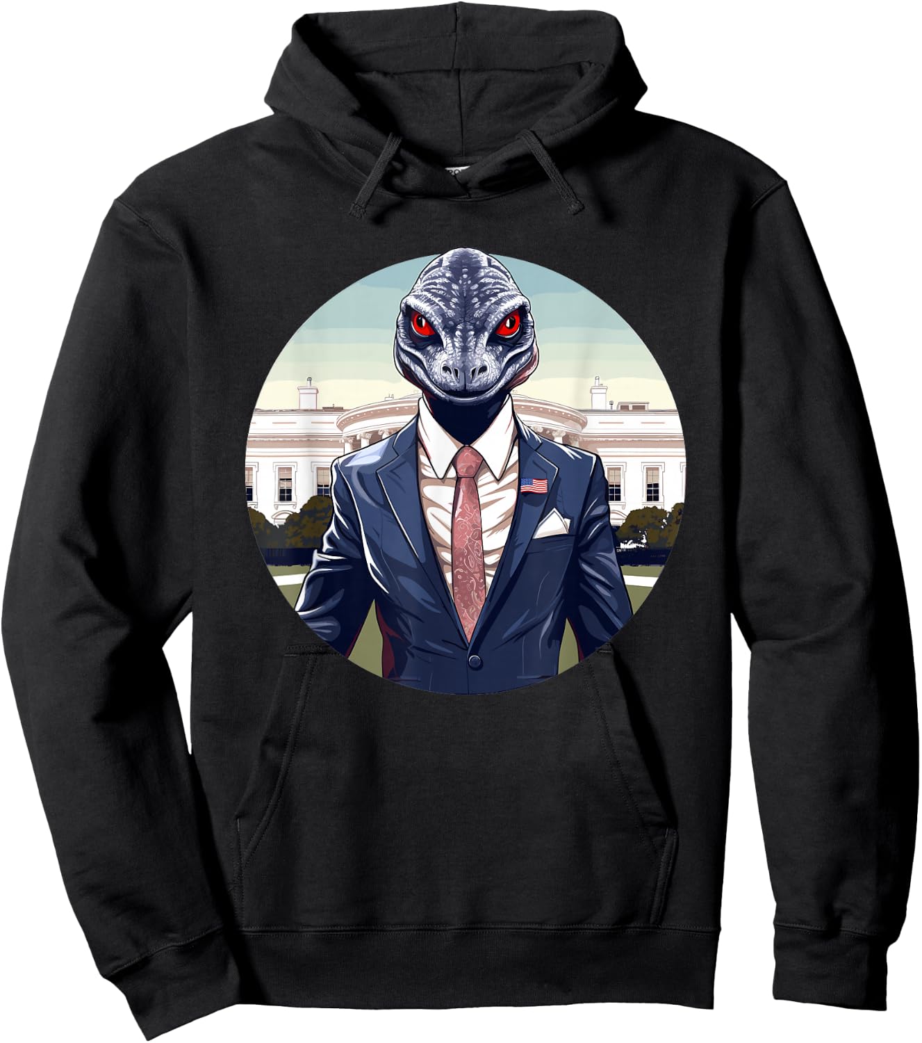 Reptilian Humanoid, Reptilian Agenda, Lizard People Hoodie - Hoodie | Black