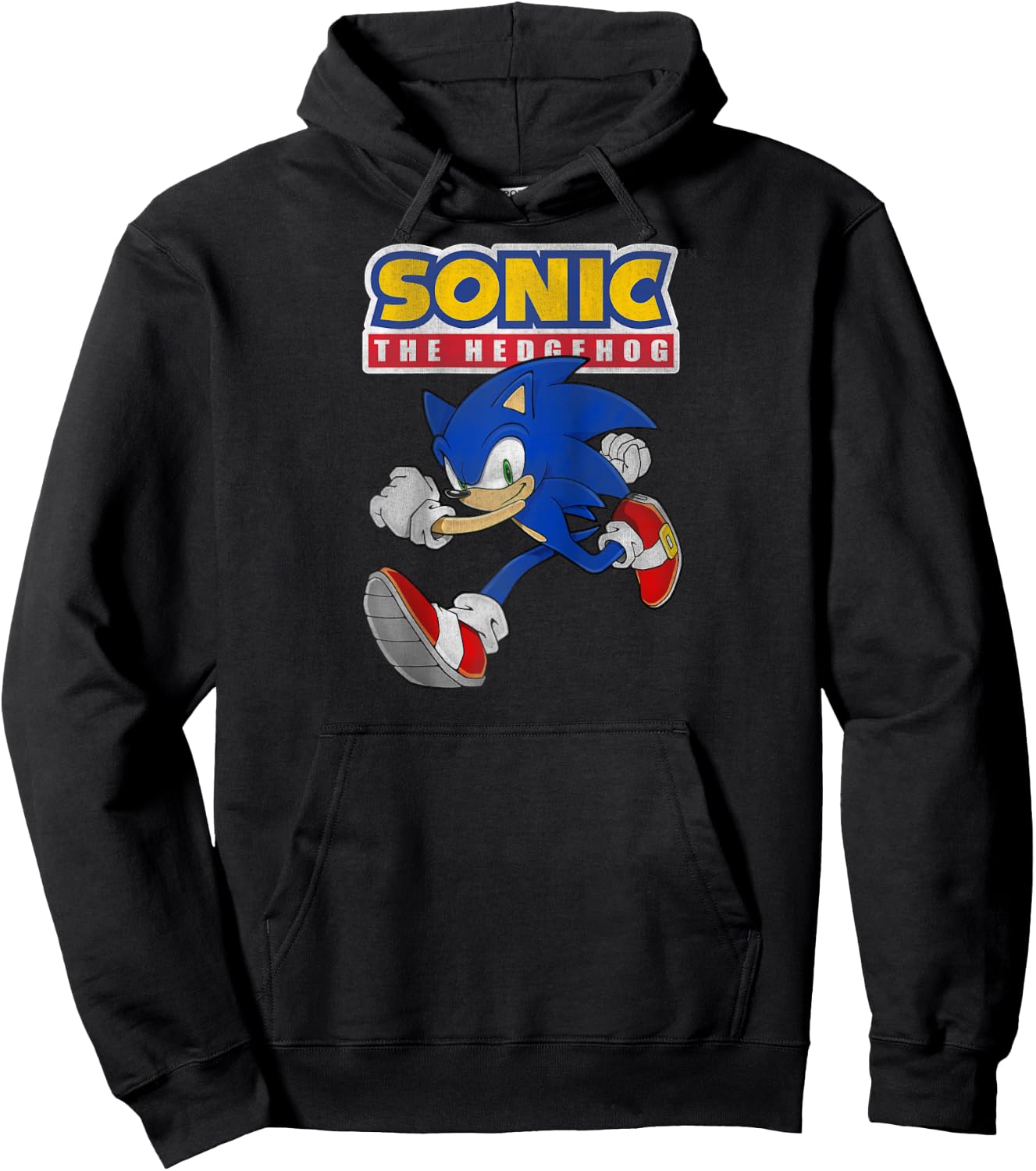 Sonic The Hedgehog Running Sonic Cool Portrait Vintage Raglan Baseball Hoodie - Hoodie | Black