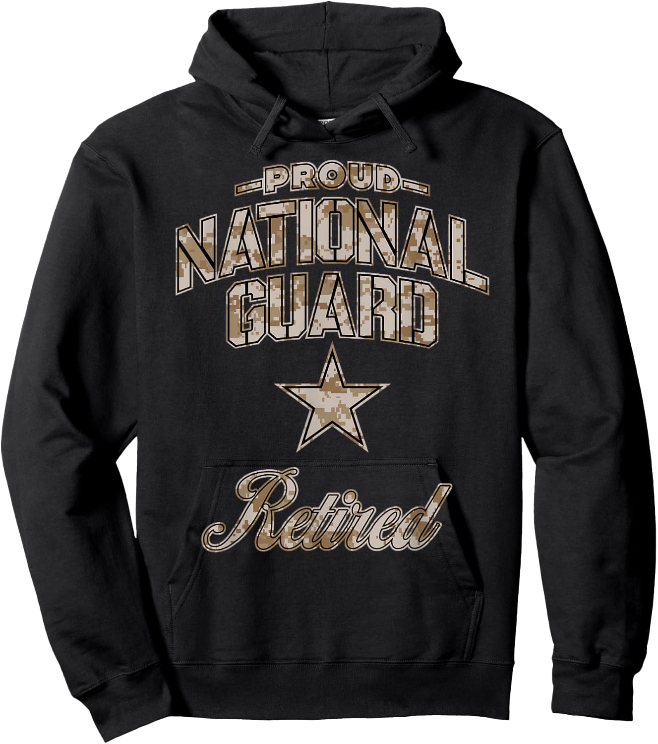 National Guard Retired Shirt (Camo) Hoodie - Hoodie | Black