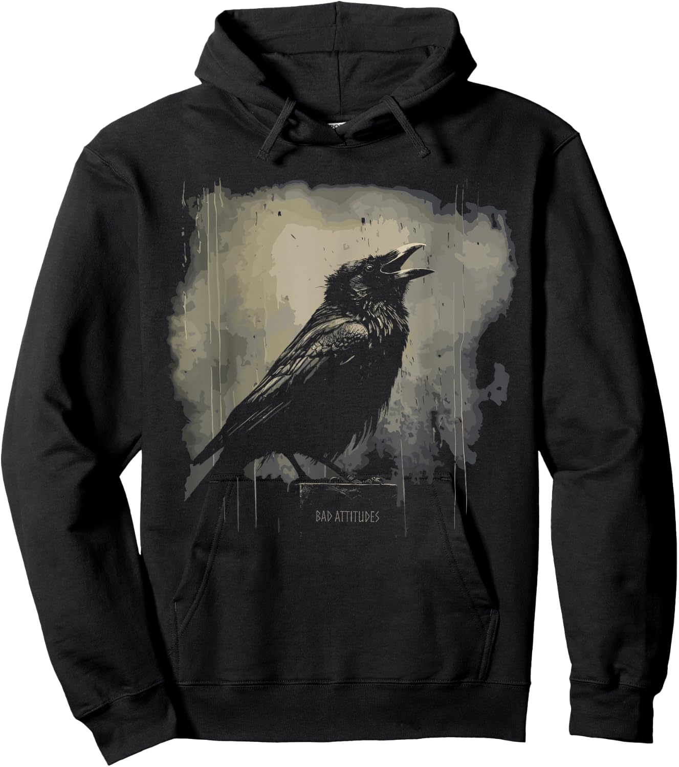 Bad Attitudes Gothic Rabe Krähe Goth Raven Dark Art Grunge Aesthetic für Damen und Herren - Schwarz, Kurzarm, , S Hoodie - Hoodie | Black