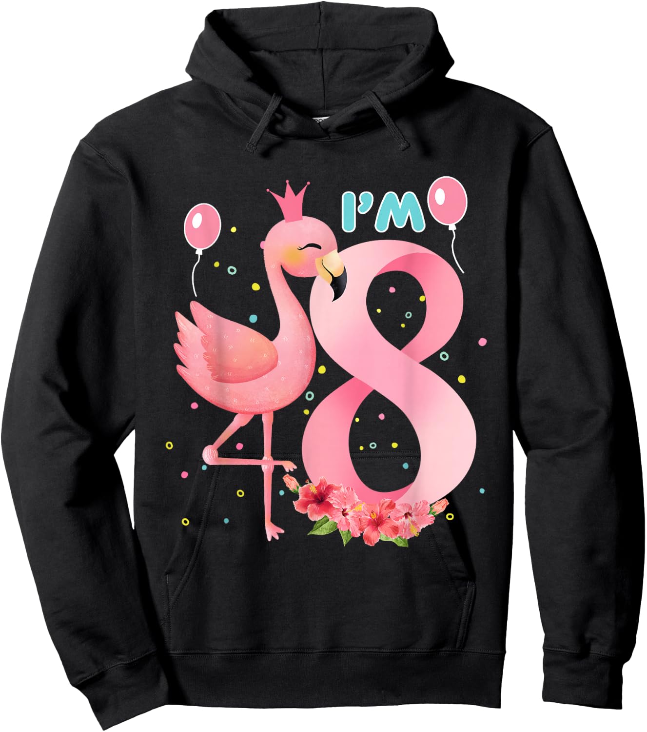 Flamingo 8th Birthday girl flamingo girls 8 year old Hoodie - Hoodie | Black