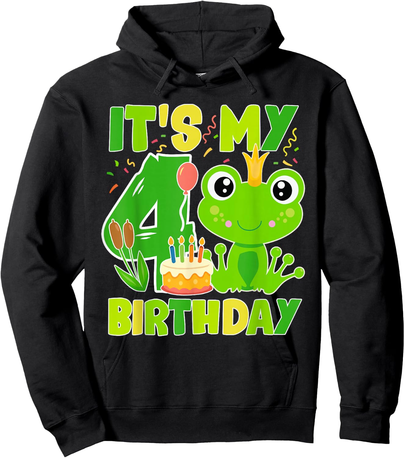 It’s My 4th Birthday Frog Hoodie - Hoodie | Black