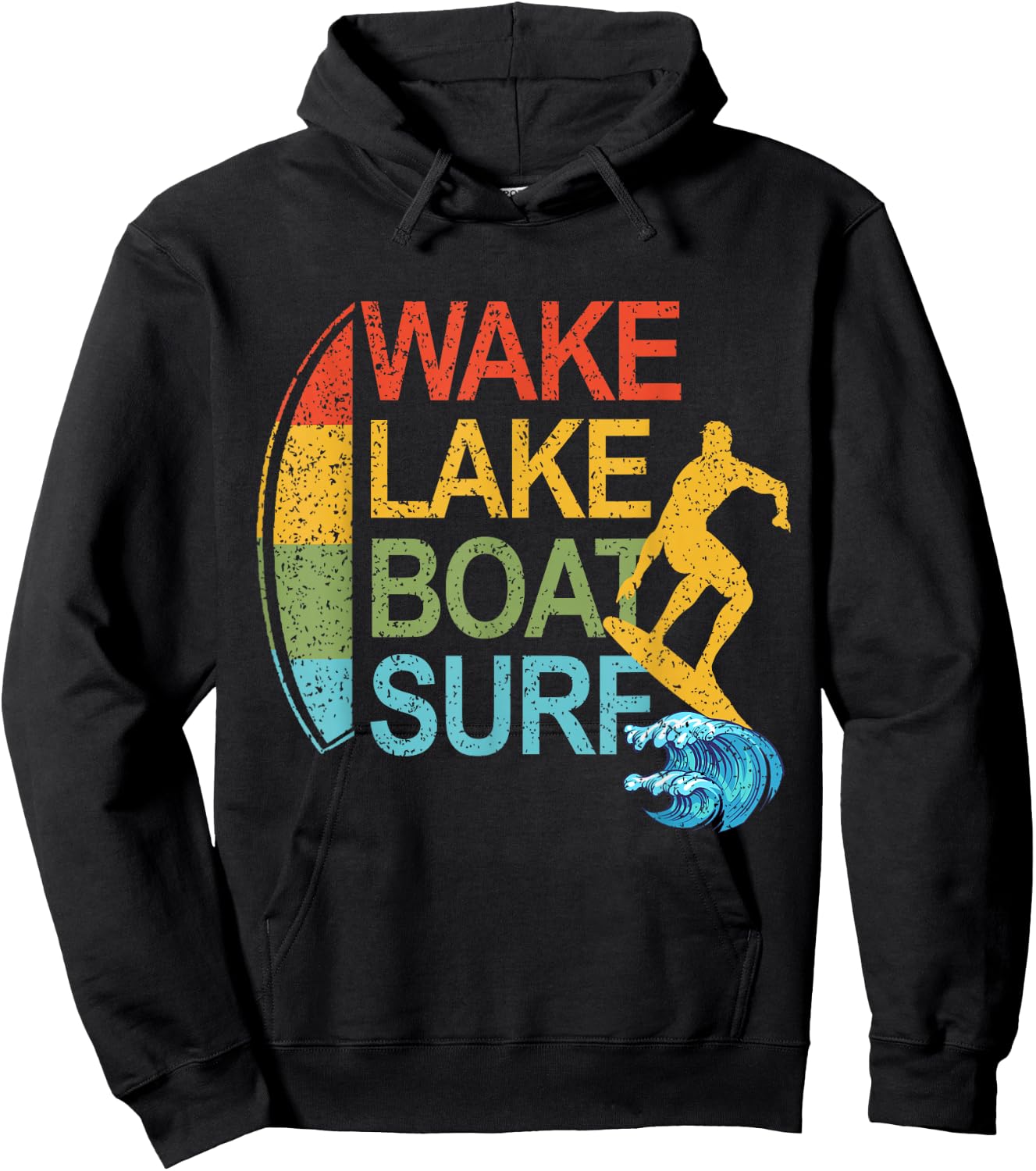 Wake Lake Boat Surf Surfing Surfboarding Surfboards Hoodie - Hoodie | Black