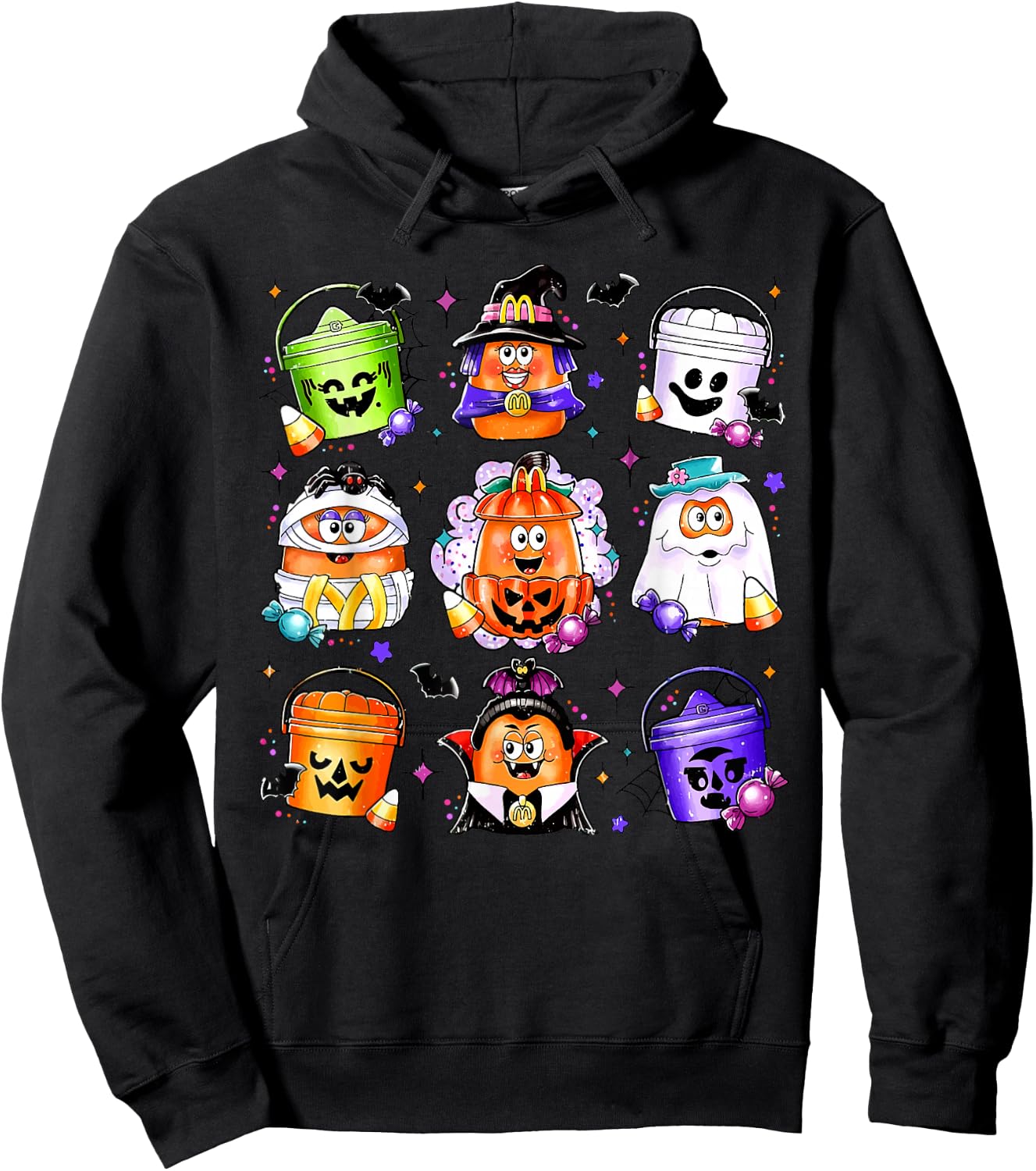 Chicken Nuggets Pumpkin Halloween 90's Vintage Hoodie - Hoodie | Black