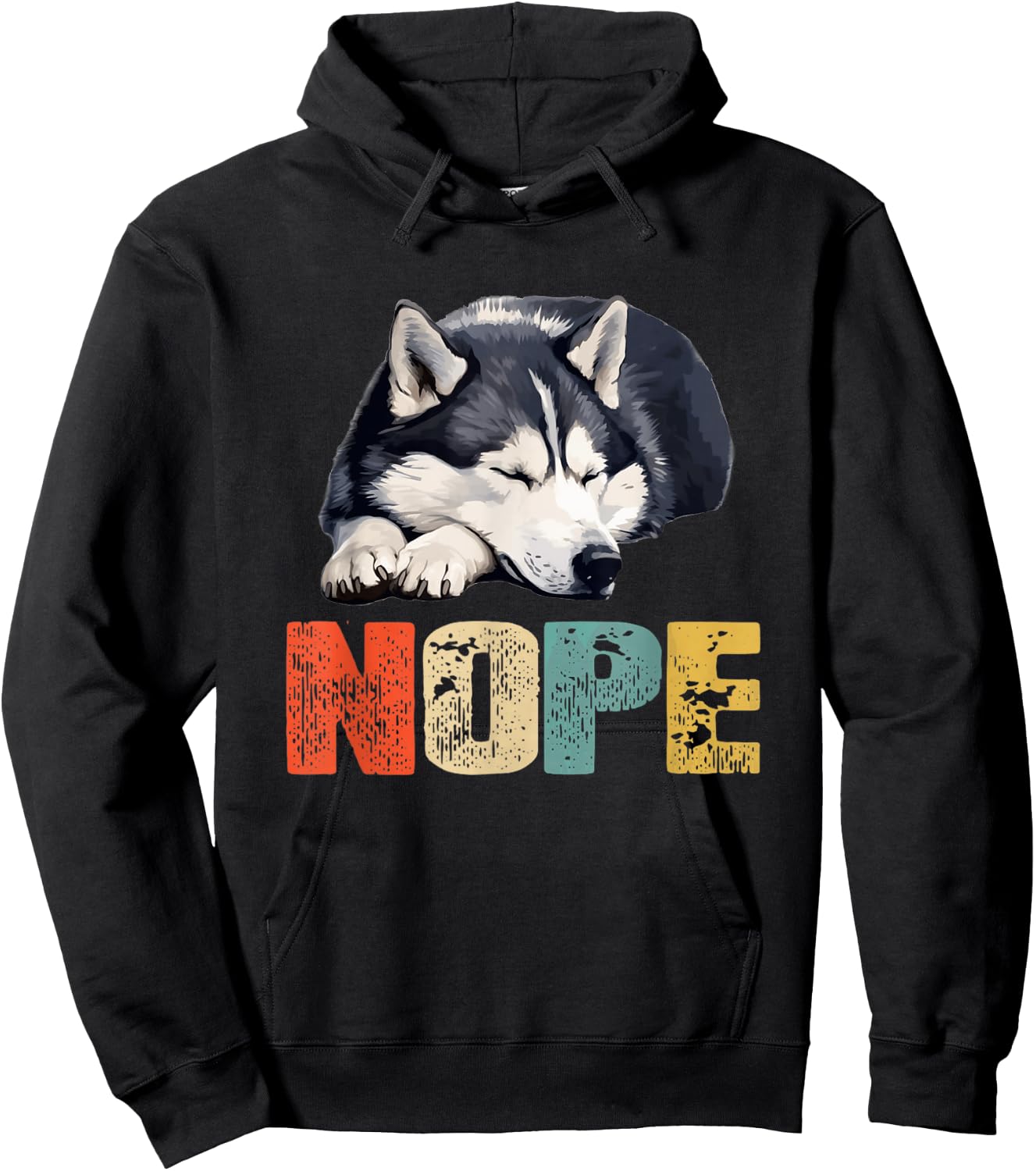 Vintage Nope Funny Siberian Husky Dog Lover Men Women Kids Hoodie - Hoodie | Black