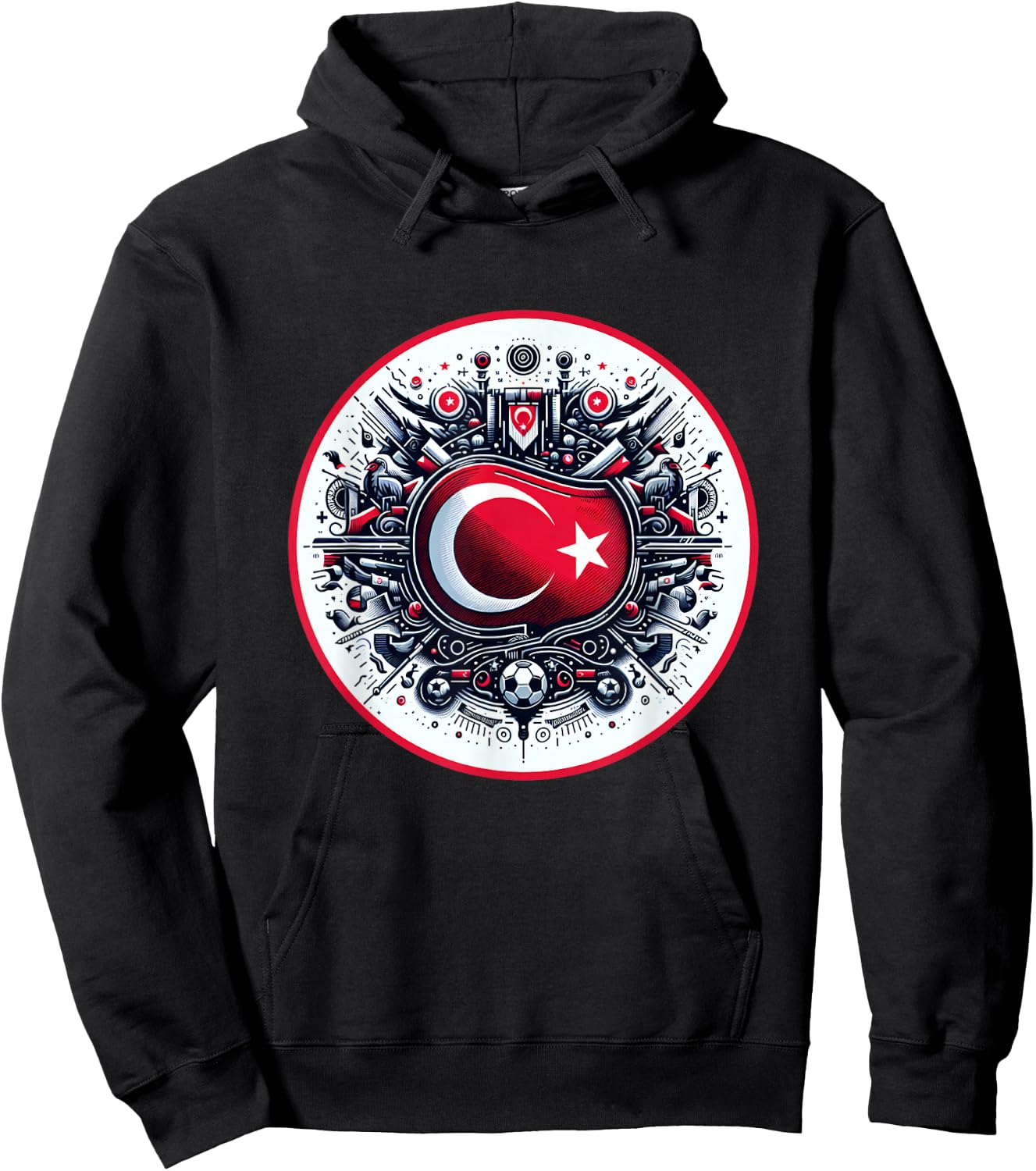 Banner Turkish Flag Turkey Türkiye Retro Art , Black, S Hoodie - Hoodie | Black