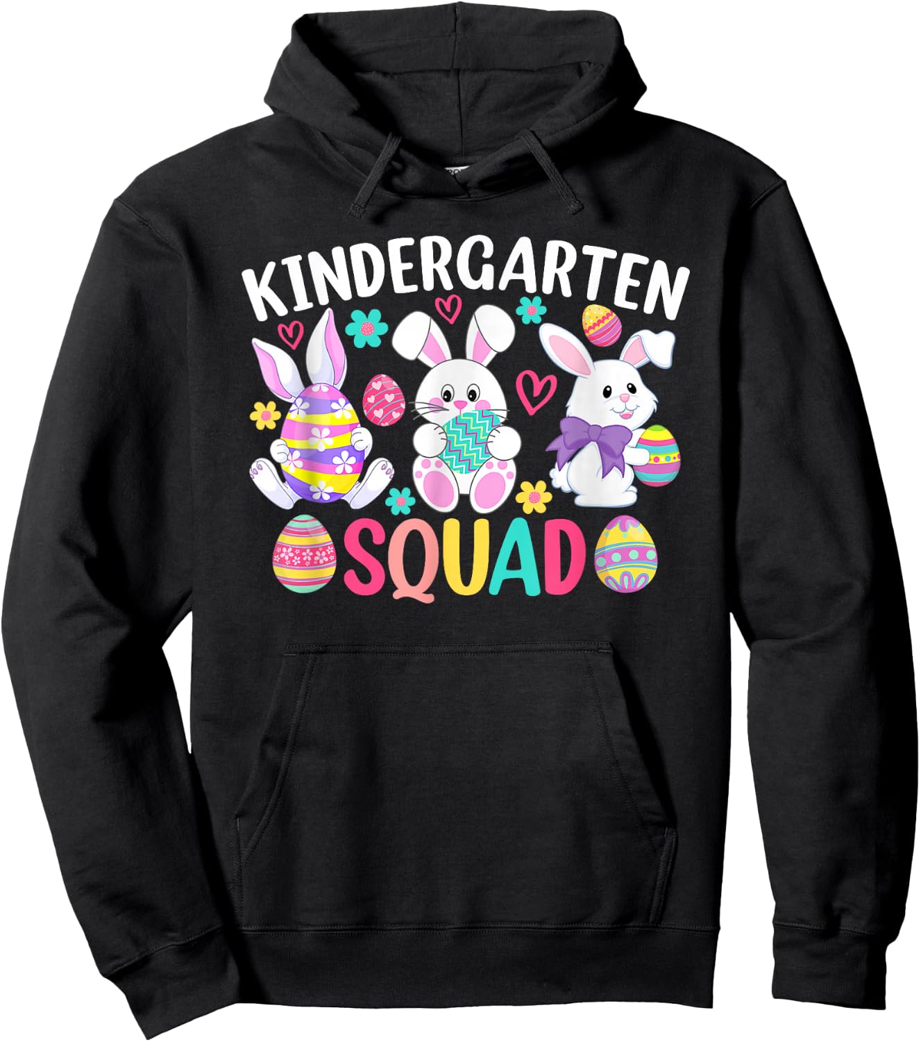Cute Bunnies Kindergarten Teacher Squad Easter Day Hoodie - Hoodie | Black
