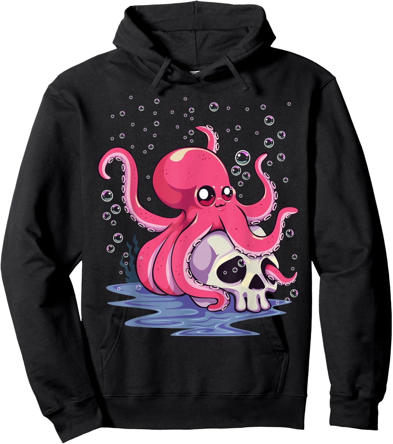 Pastel Goth Kawaii Aesthetics Anime Cute Octopus Hoodie - Hoodie | Black