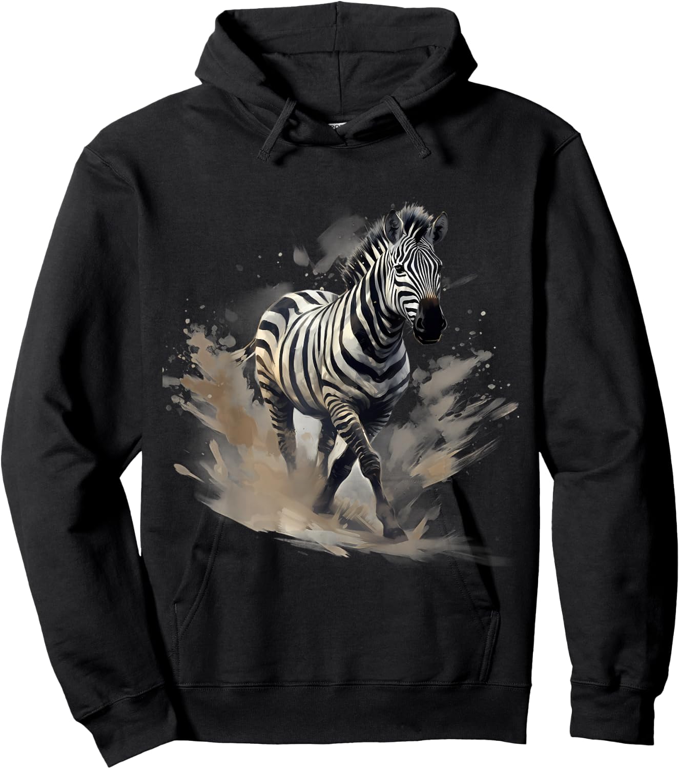 Zebra Drawing Splash Wildlife Safari African Animal Lovers Hoodie - Hoodie | Black