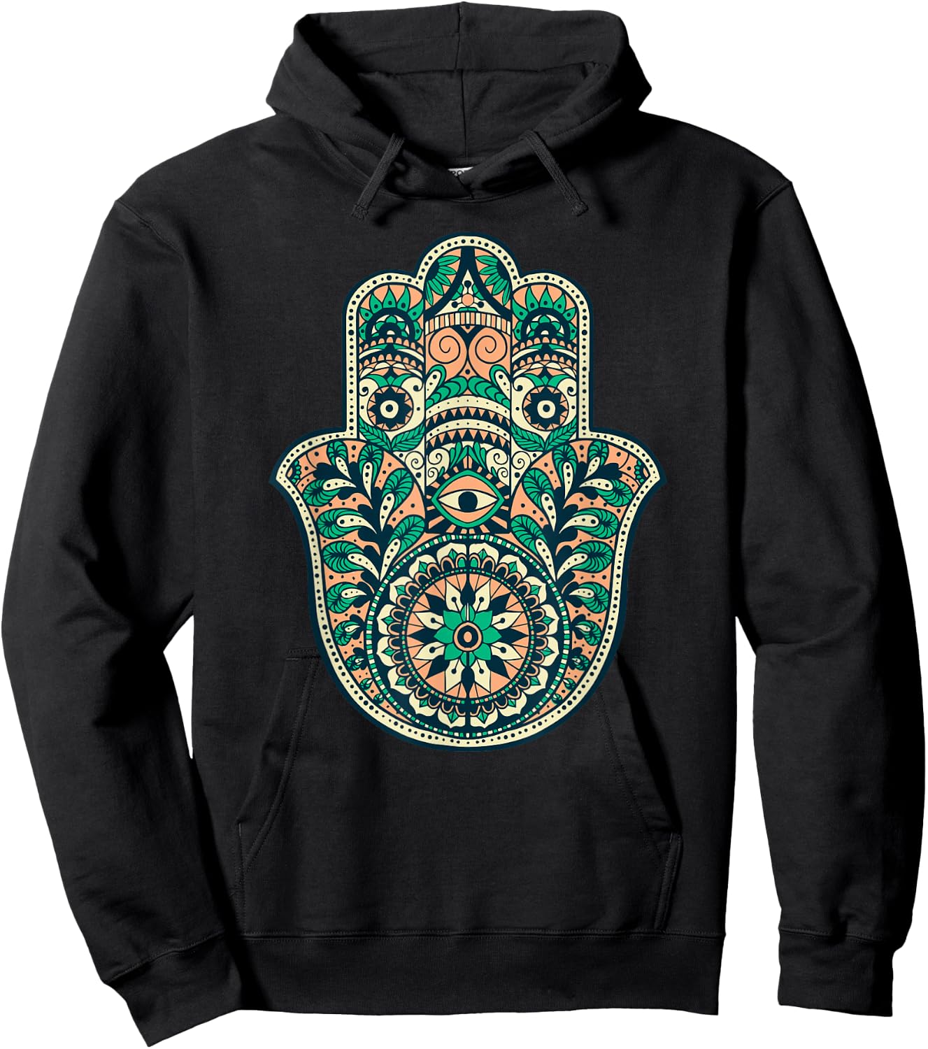Hamsa Hand Of Fatima Oriental Islamic Symbol Yoga Hoodie - Hoodie | Black
