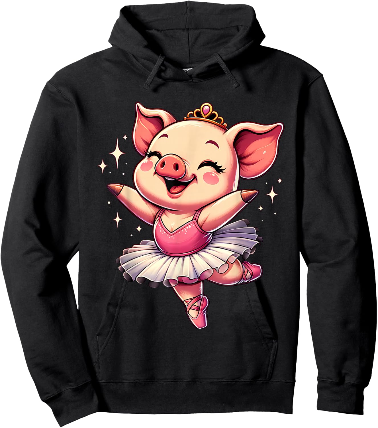 Ballerina Pig Dancing Hoodie - Hoodie | Black