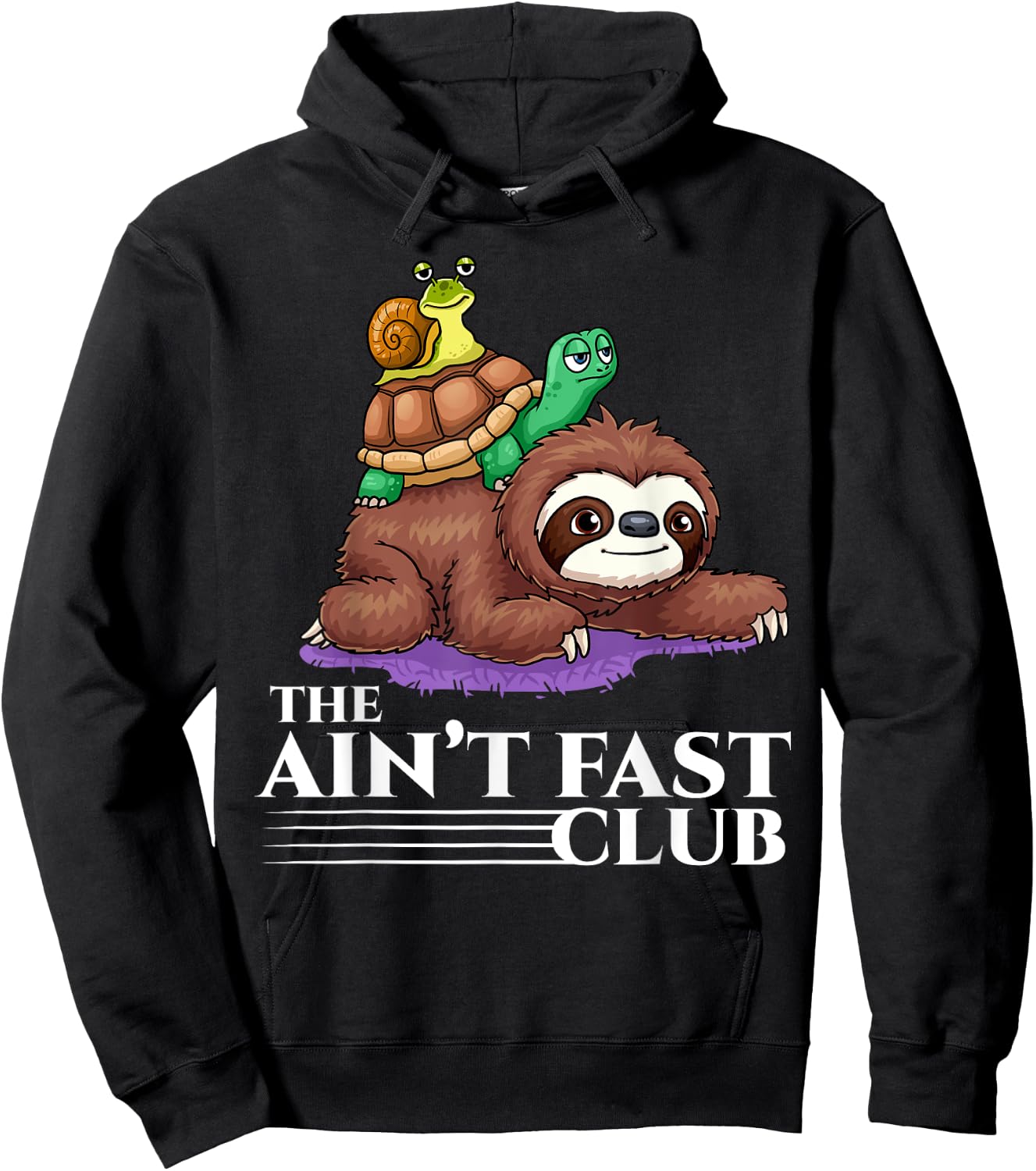 The Ain't Fast Club Funny Sloth Turtle Slow Running Animals Hoodie - Hoodie | Black