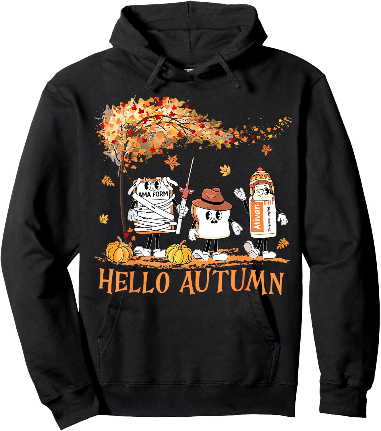 Hello Autumn Emergency Room ER Nurse Thanksgiving Fall Vibes Hoodie - Hoodie | Black